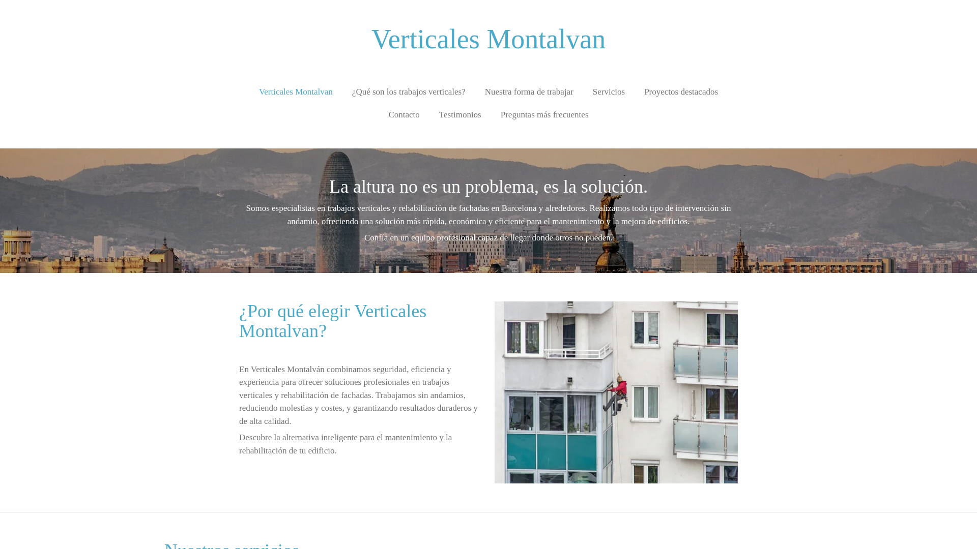 website screenshot of https://verticalesmontalvan.es