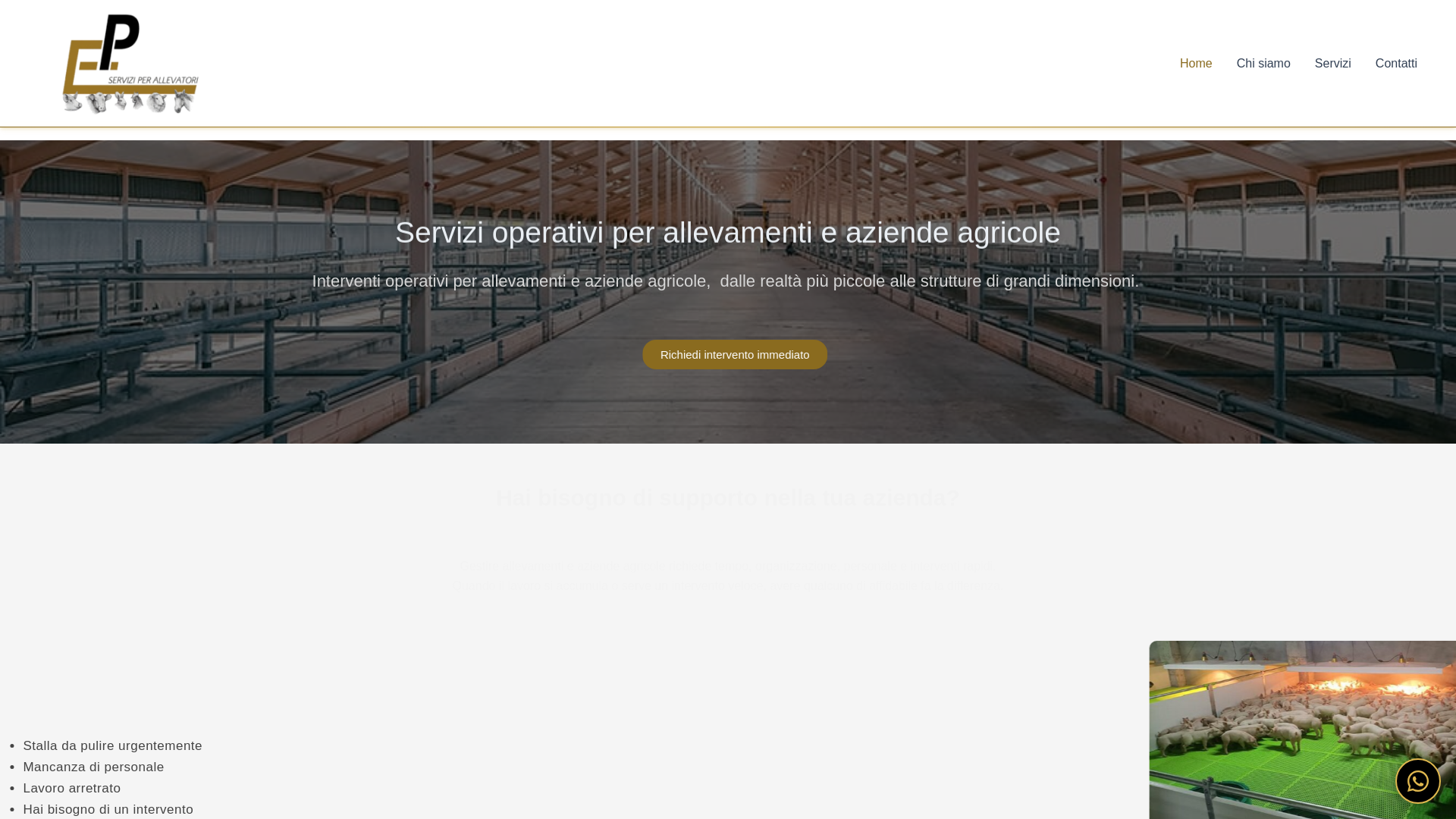 website screenshot of https://epserviziperallevamenti.it/