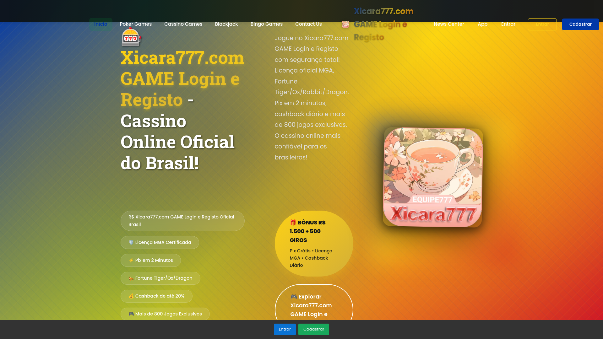 website screenshot of https://xicara777pg.com/