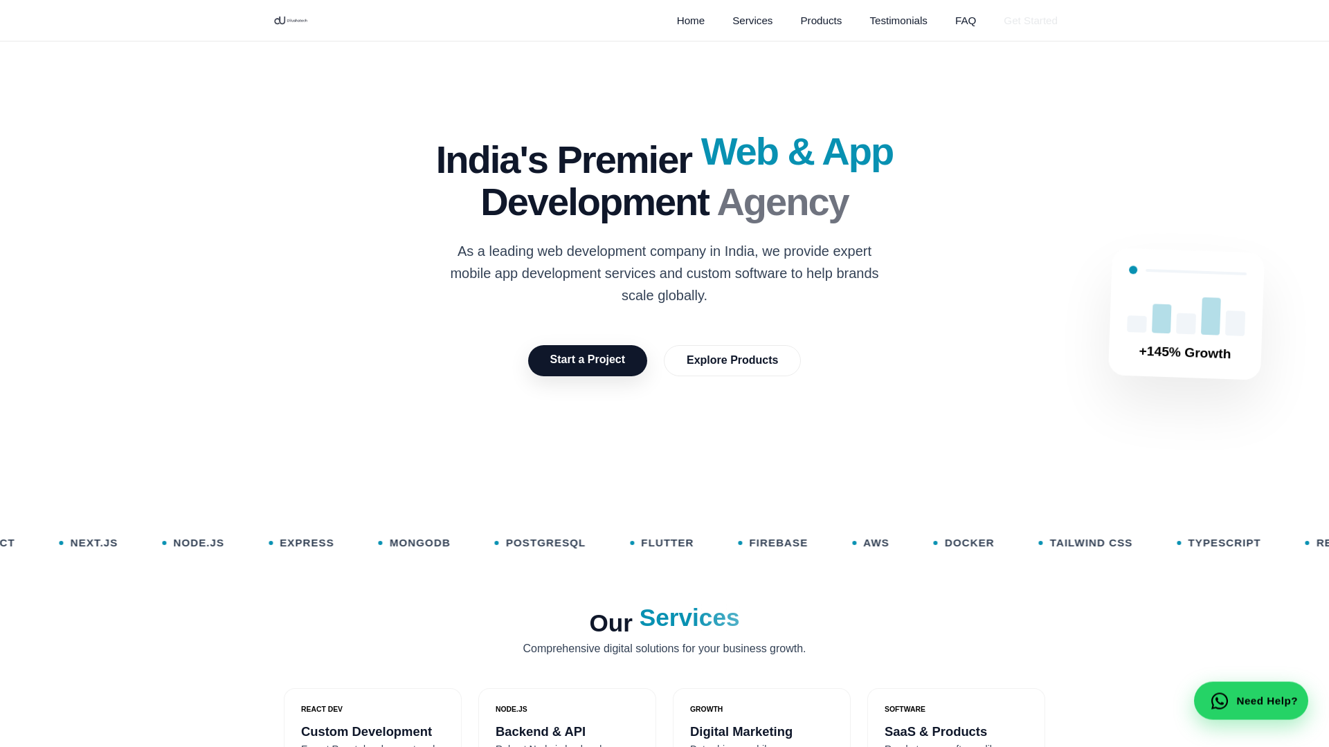 website screenshot of https://dilushatech.in/
