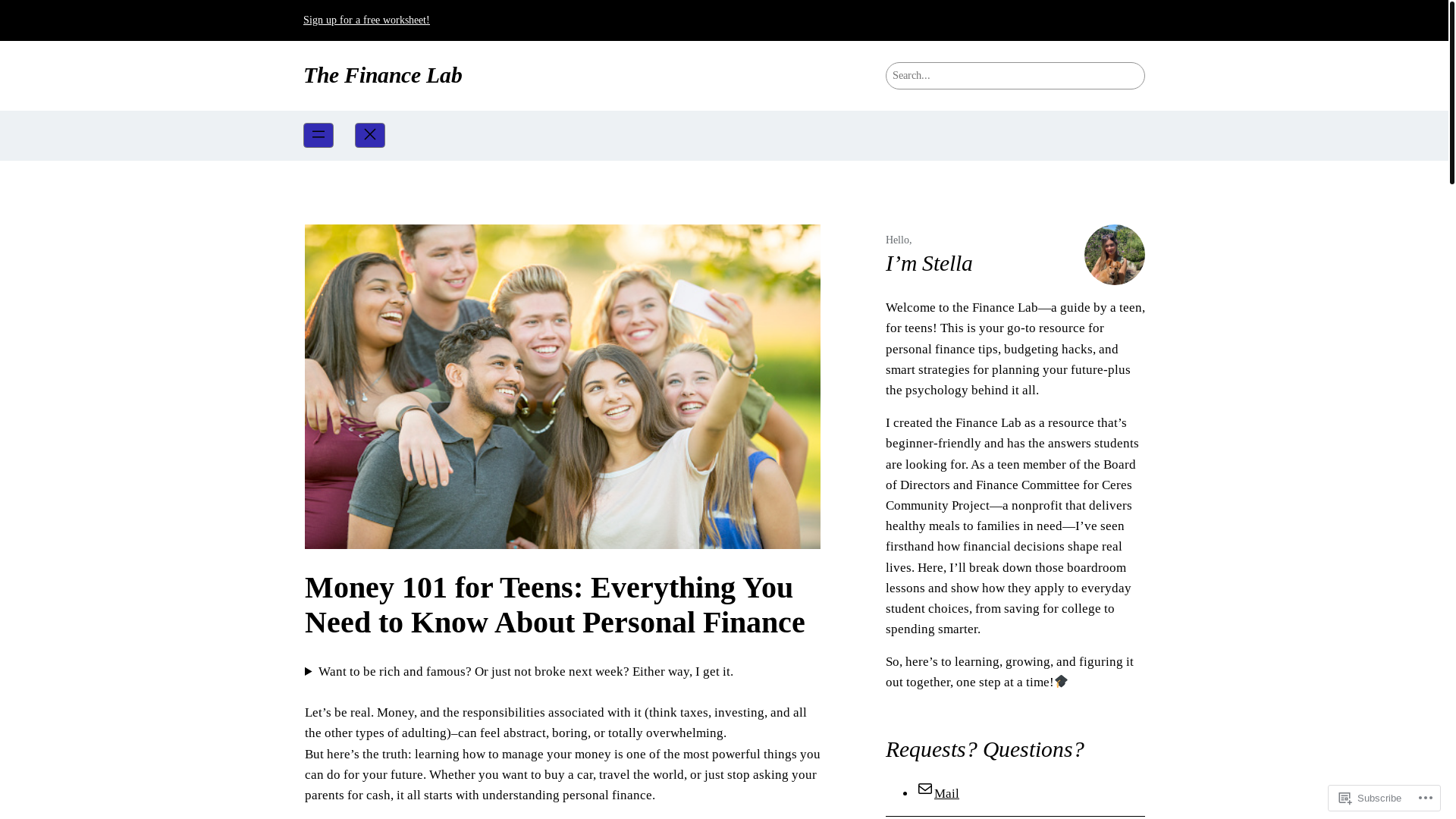 website screenshot of https://the-finance-lab.com/