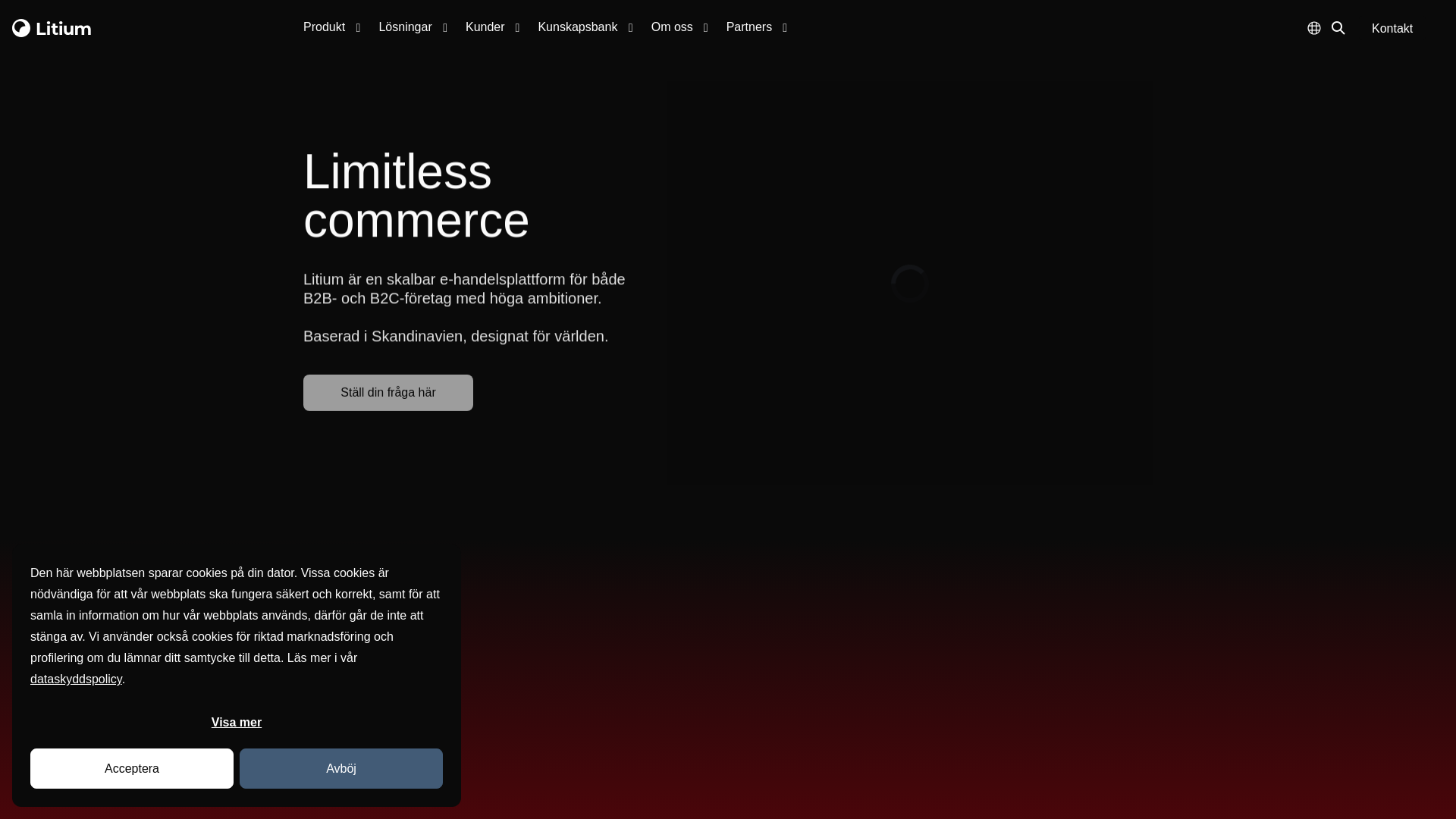 website screenshot of https://www.litium.se/