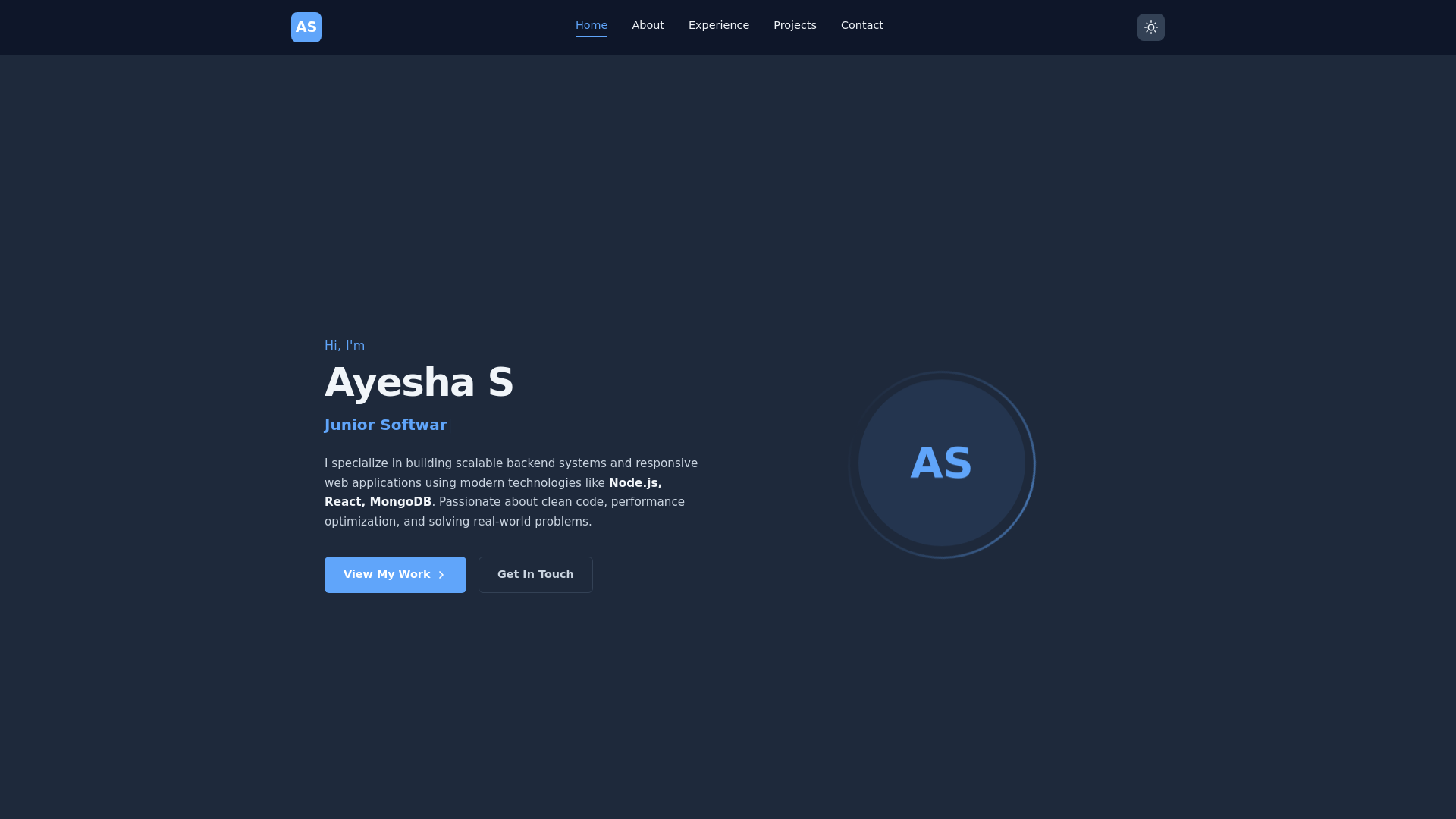 website screenshot of https://ayeshas.online/