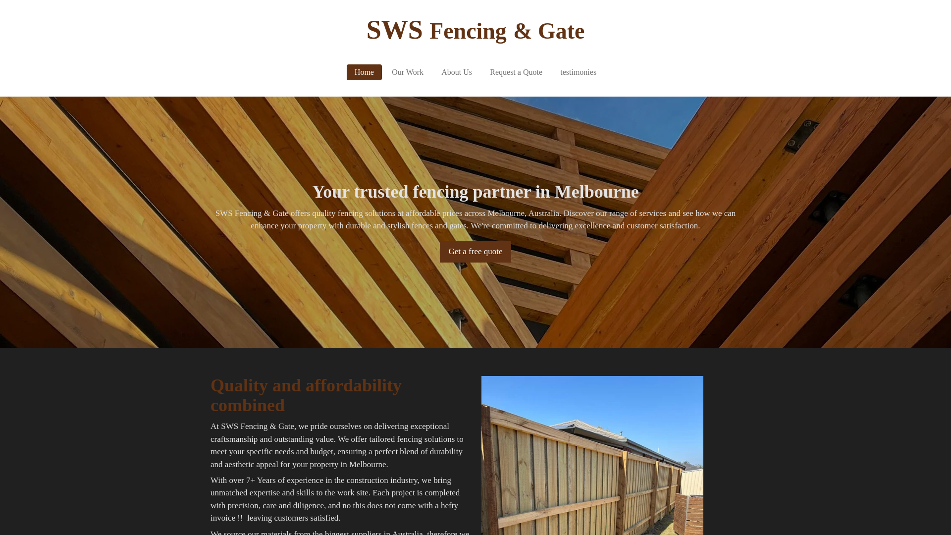 website screenshot of https://swsfencinggate.com.au/