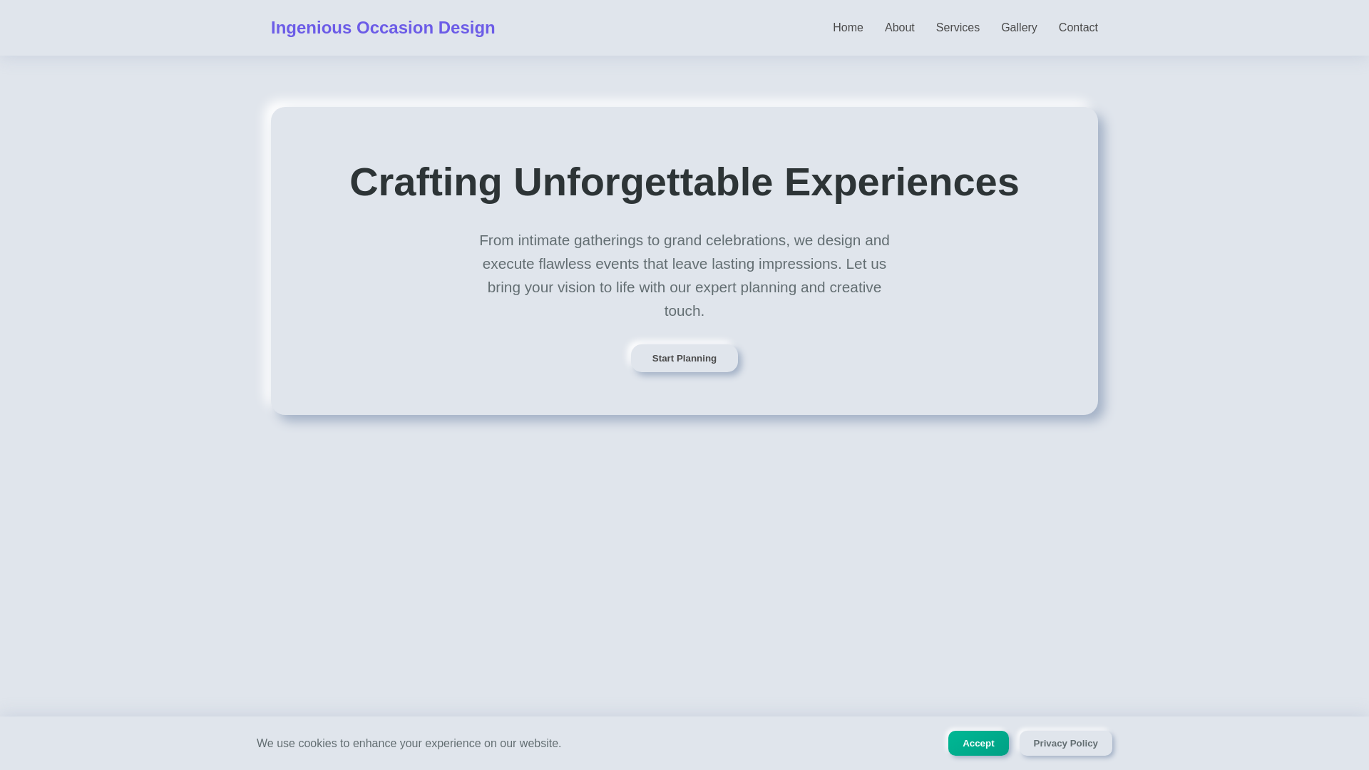 website screenshot of https://ingeniousoccasiondesign.digital