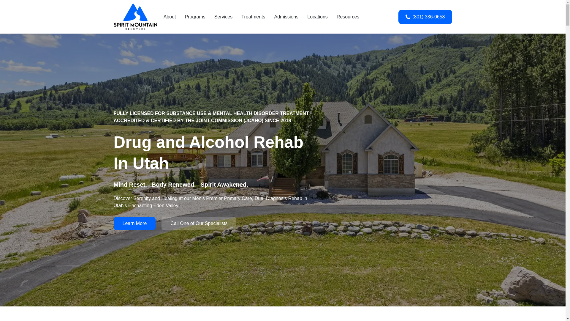 website screenshot of https://spiritmountainrecovery.club/