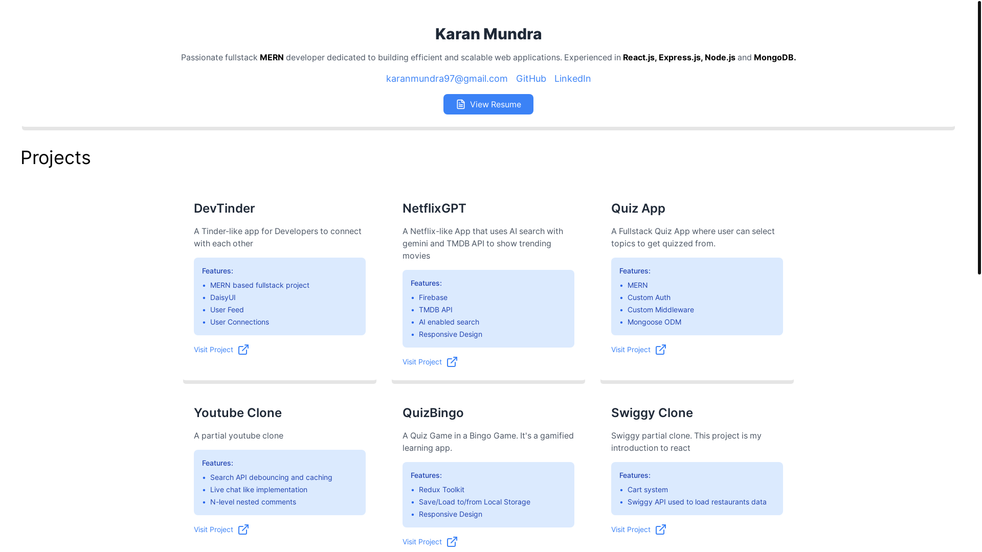 website screenshot of https://karanmundra.pages.dev/