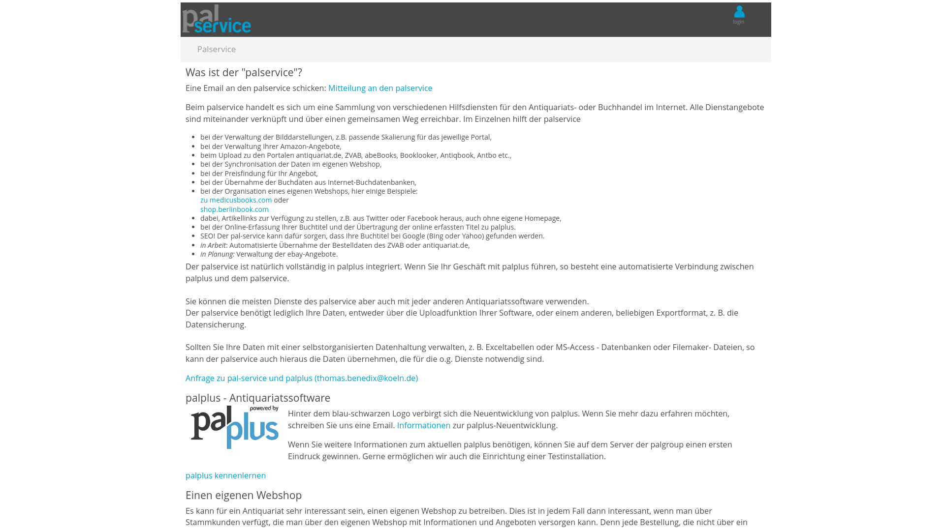 website screenshot of https://palservice.de/