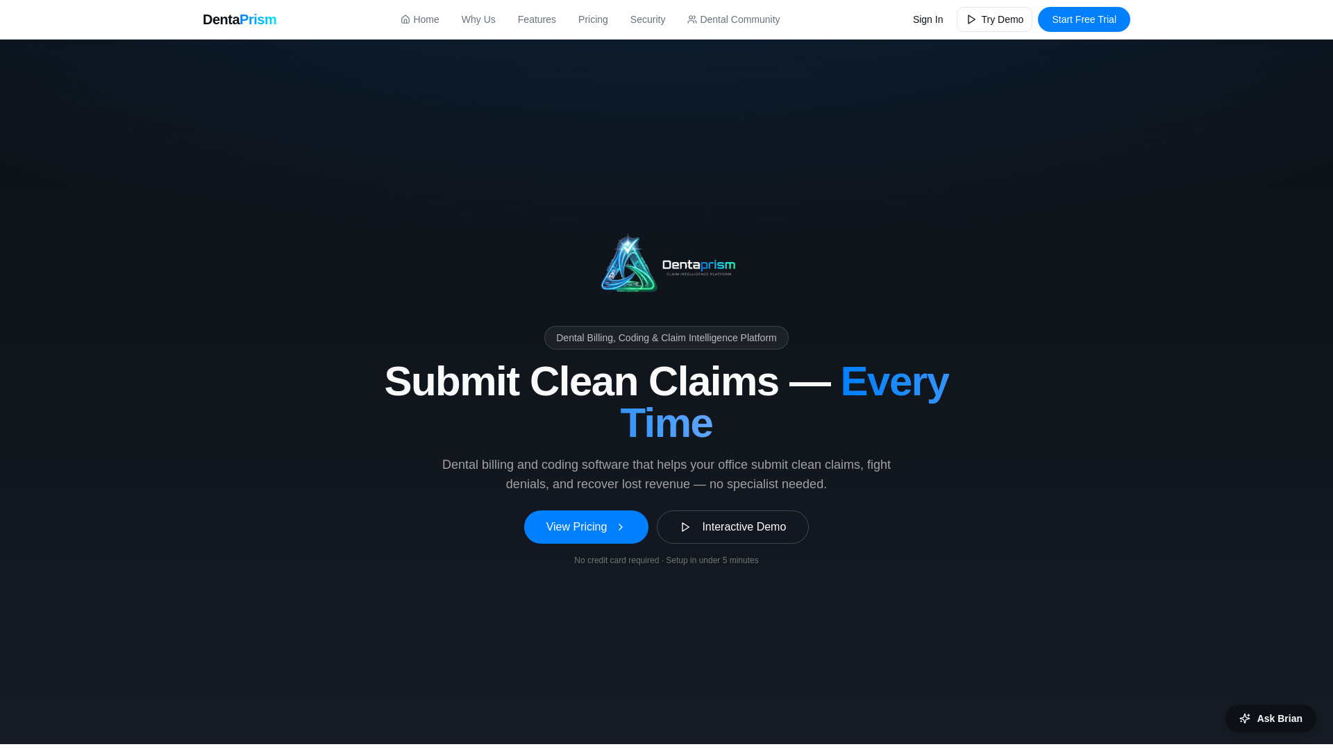 website screenshot of https://dentaprism.com/
