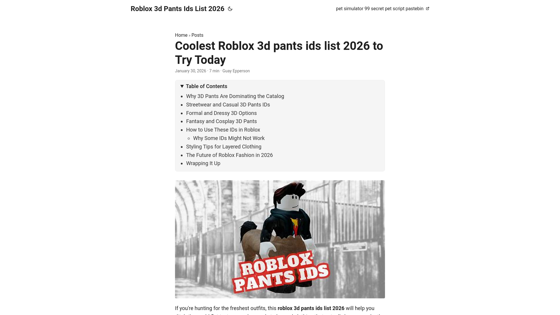 website screenshot of https://roblox-3d-pants-ids-list-2026.pages.dev/