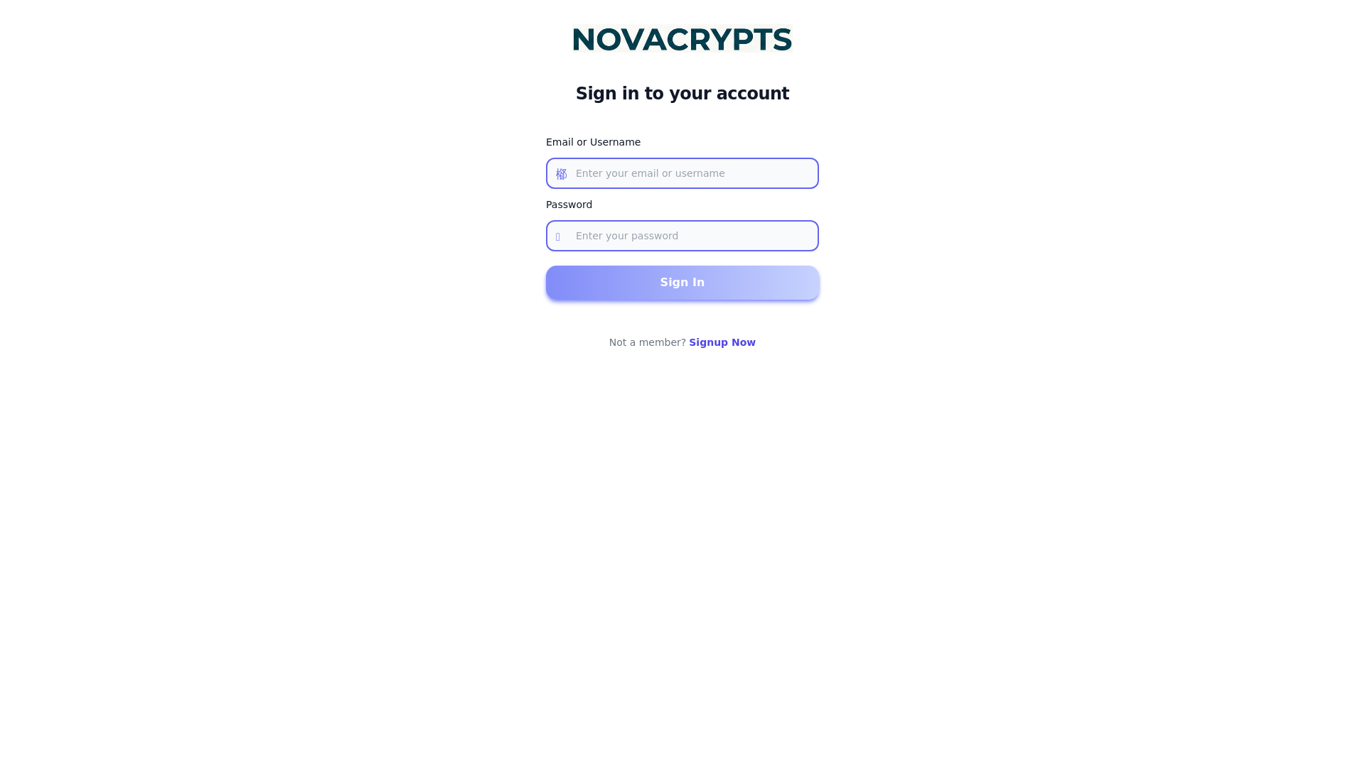 website screenshot of https://novacrypts.site