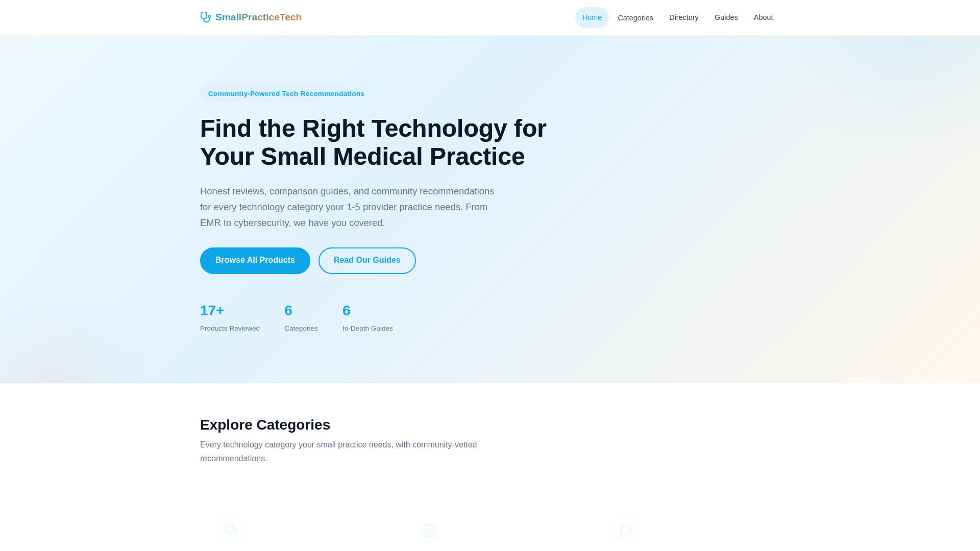 website screenshot of https://smallpracticetech.pages.dev/