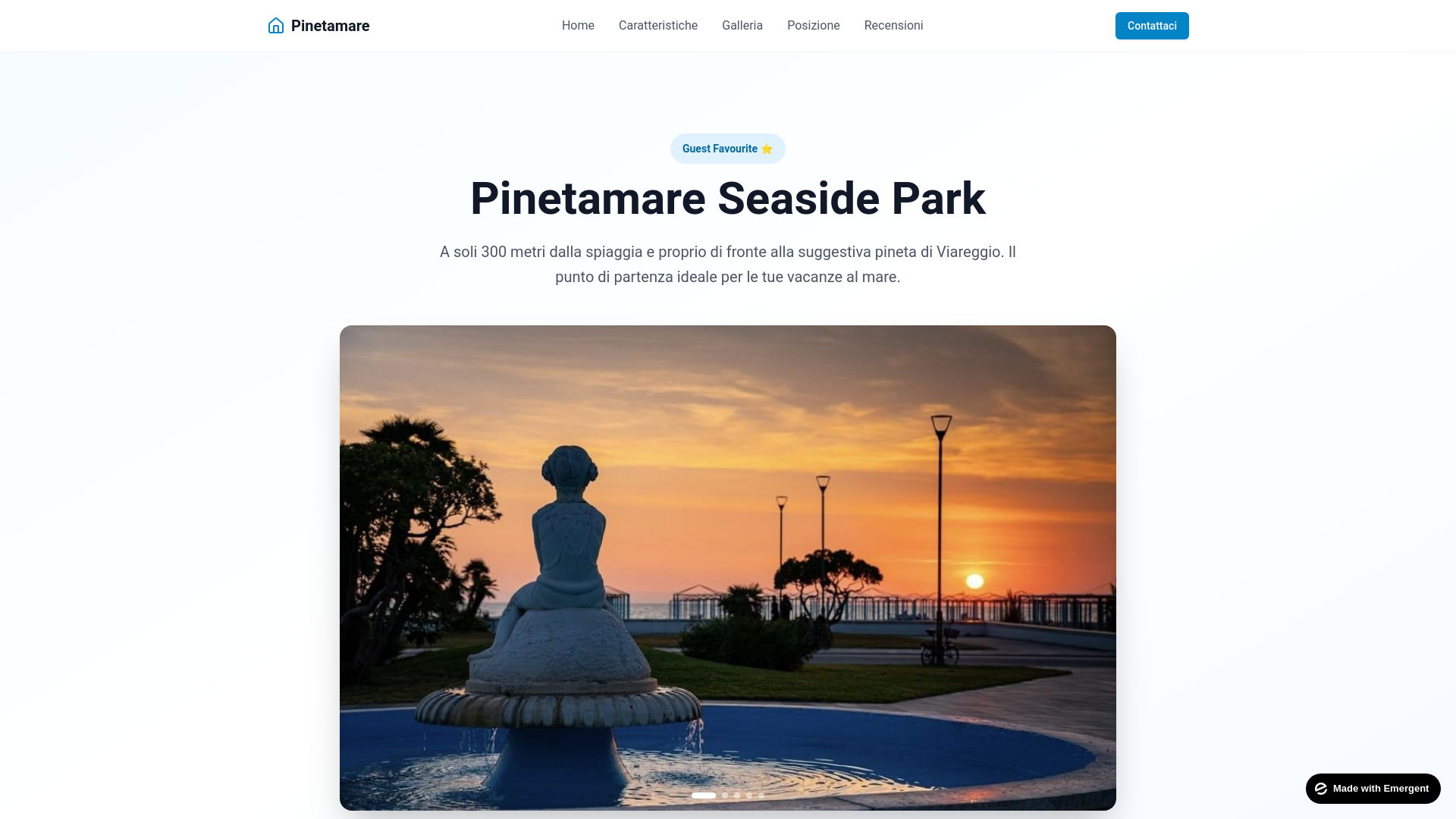 website screenshot of https://pinetamare-viareggio.com/