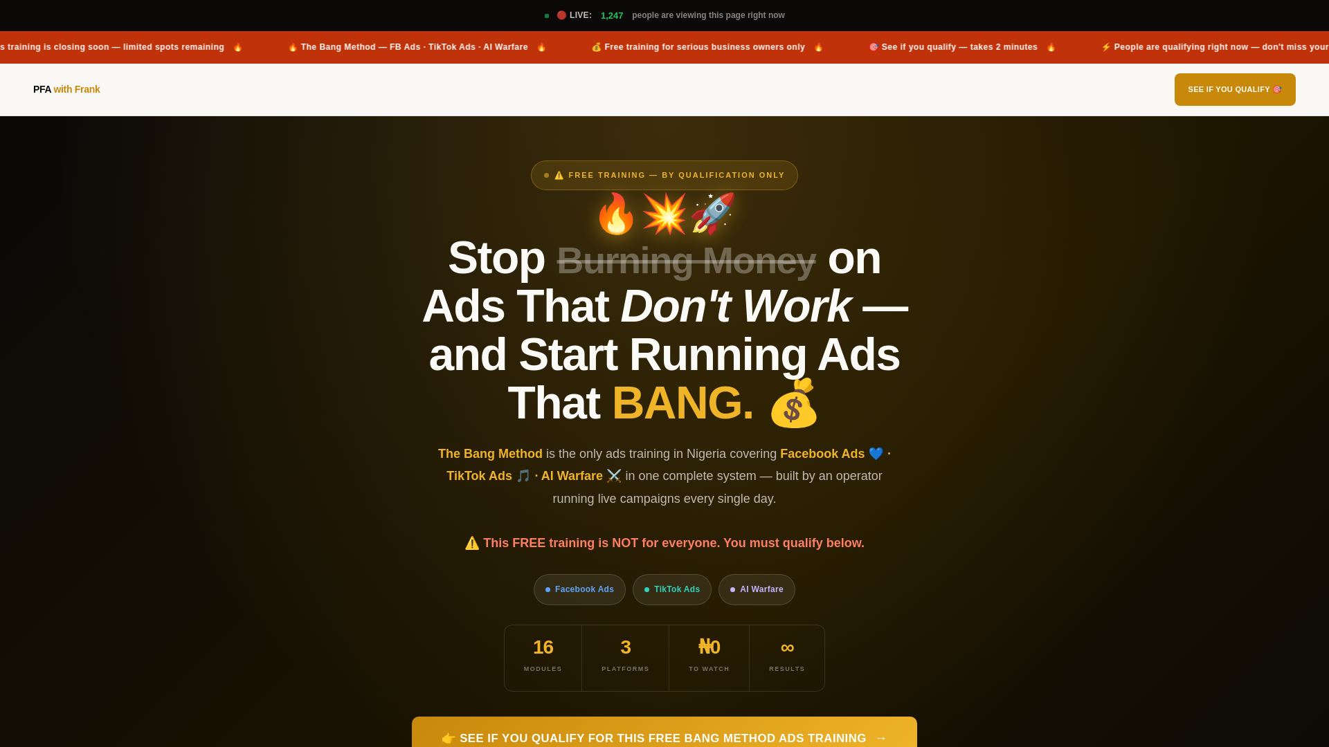 website screenshot of https://pfawithfrank.com/