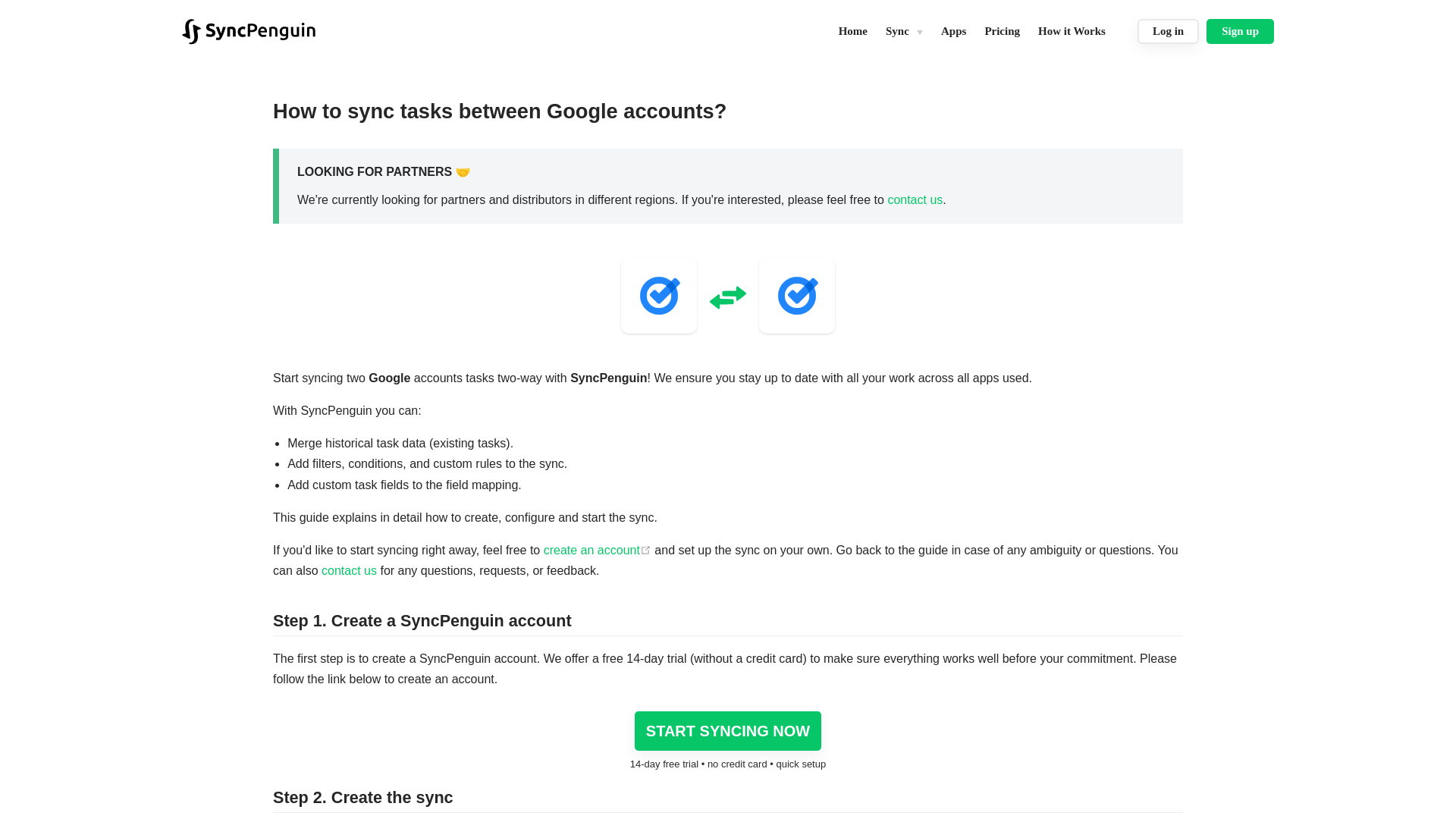 website screenshot of https://syncpenguin.com/syncs/google-tasks-sync/