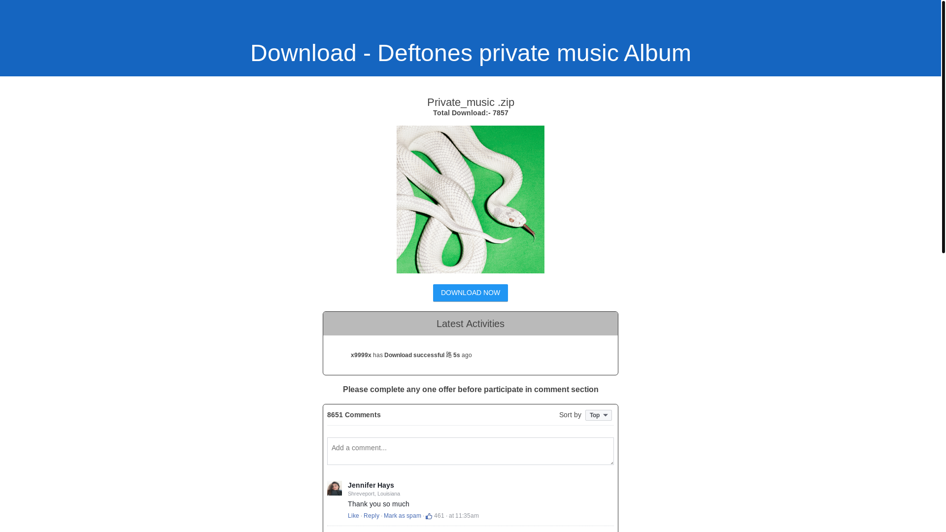 website screenshot of https://freshmediarecord.com/Deftones/Private-music-album-download.html