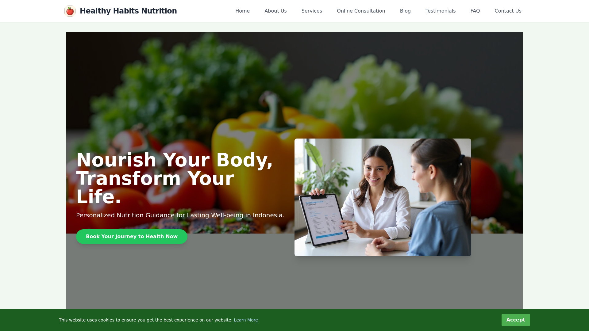 website screenshot of https://healthysnutrition.info