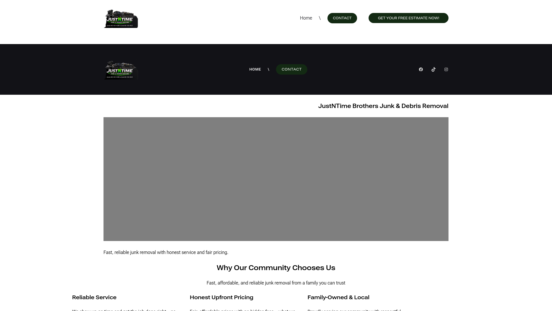 website screenshot of https://justntimejunkremoval.com