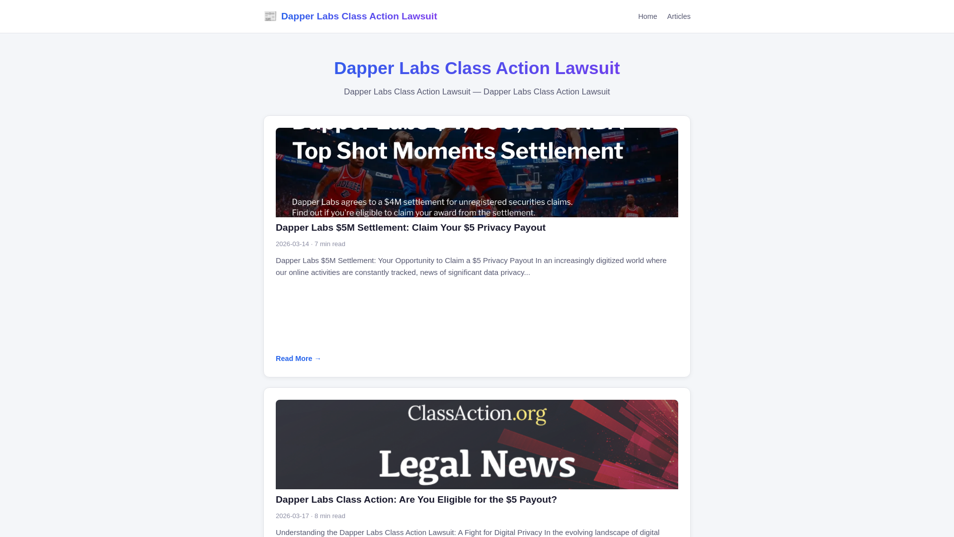 website screenshot of https://dapper-labs-class-action-lawsuit.pages.dev/