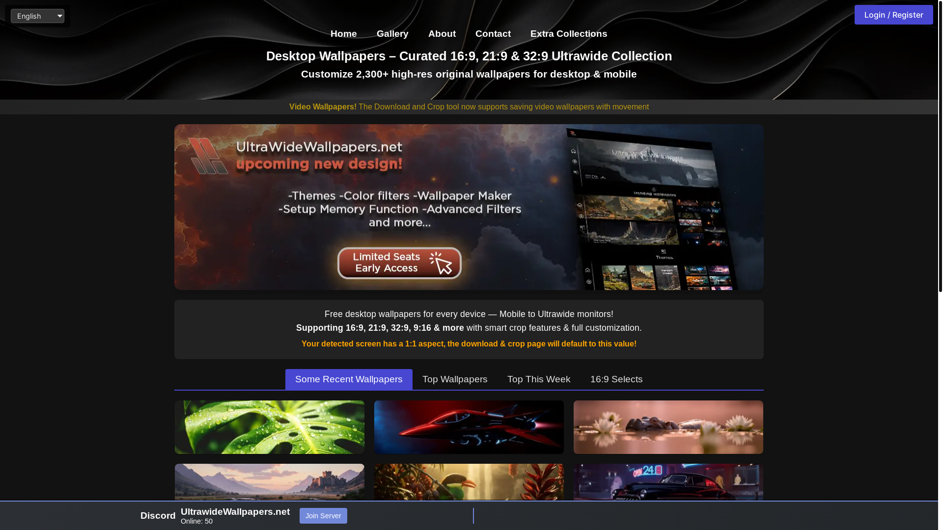 website screenshot of https://ultrawidewallpapers.net/