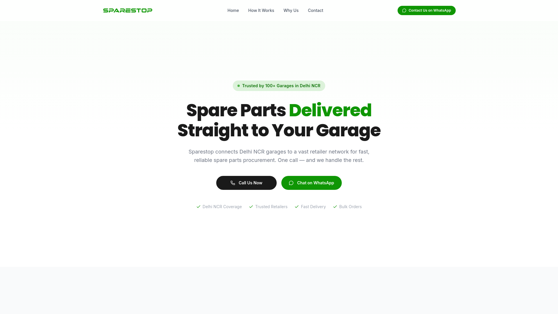 website screenshot of https://sparestop.in