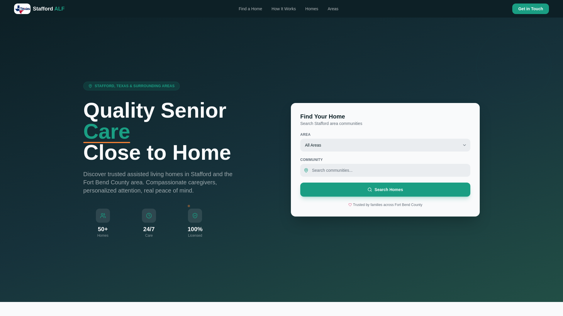 website screenshot of https://assistedlivinginstafford.com