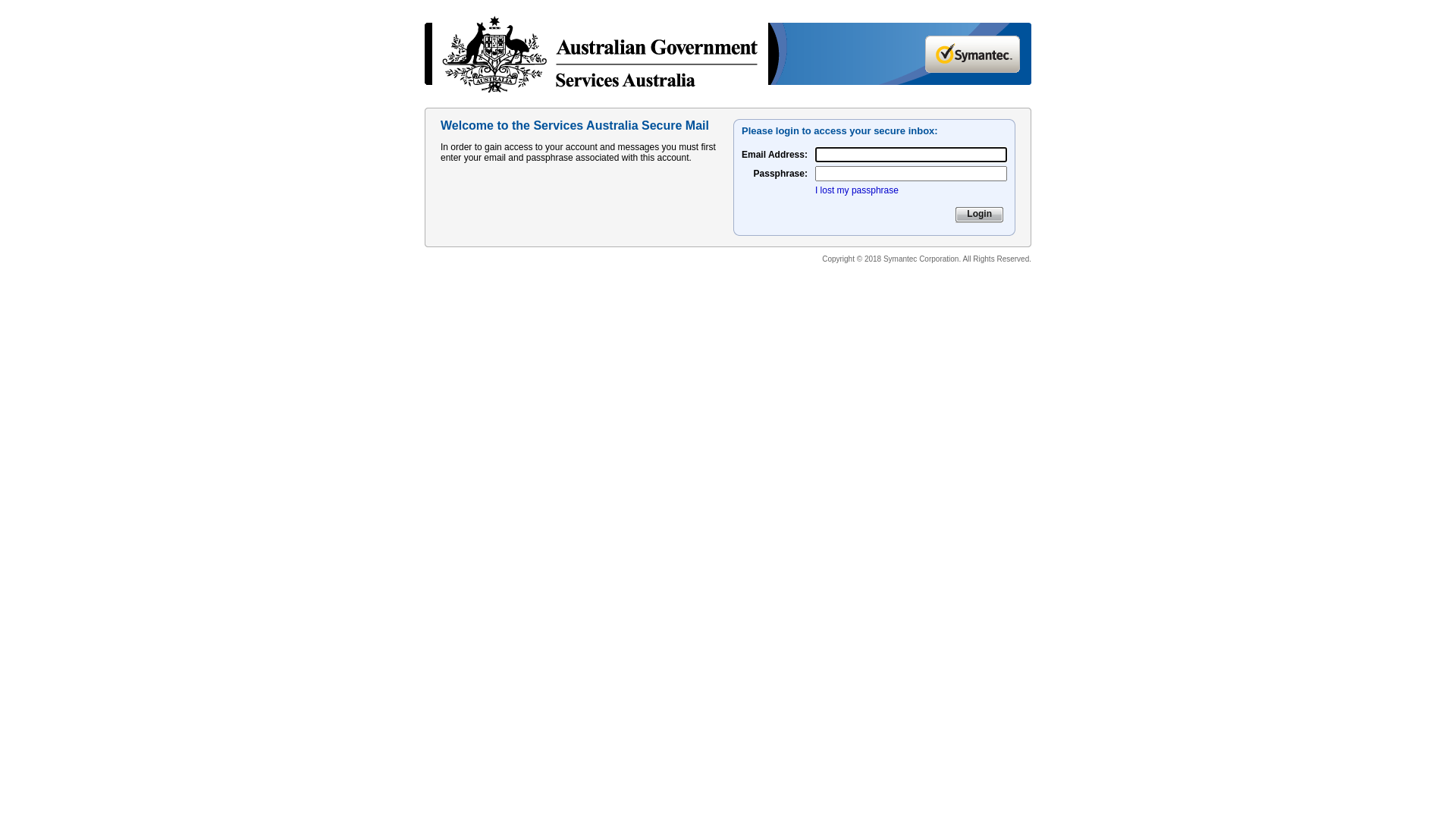 website screenshot of https://securemail.servicesaustralia.gov.au/b/l.e