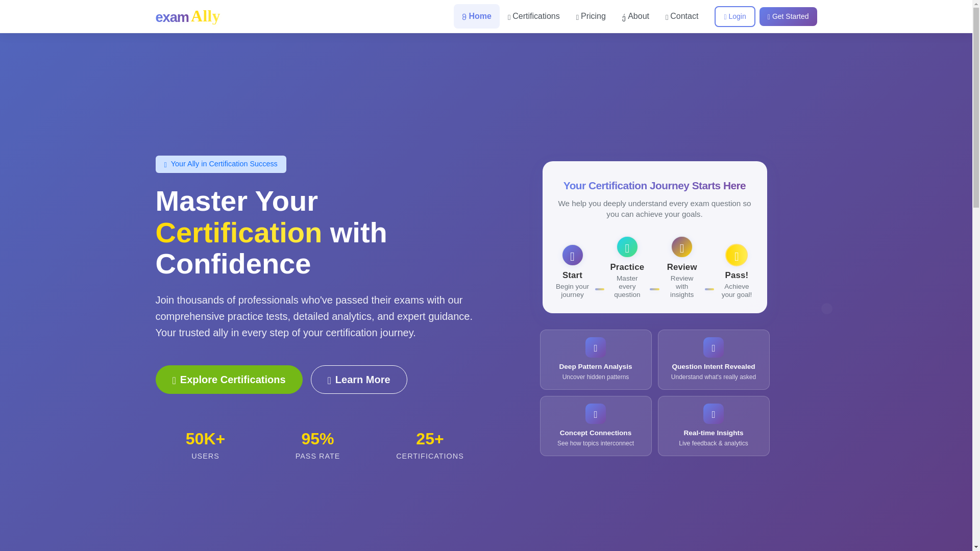 website screenshot of https://exam-ally-frontend.pages.dev/