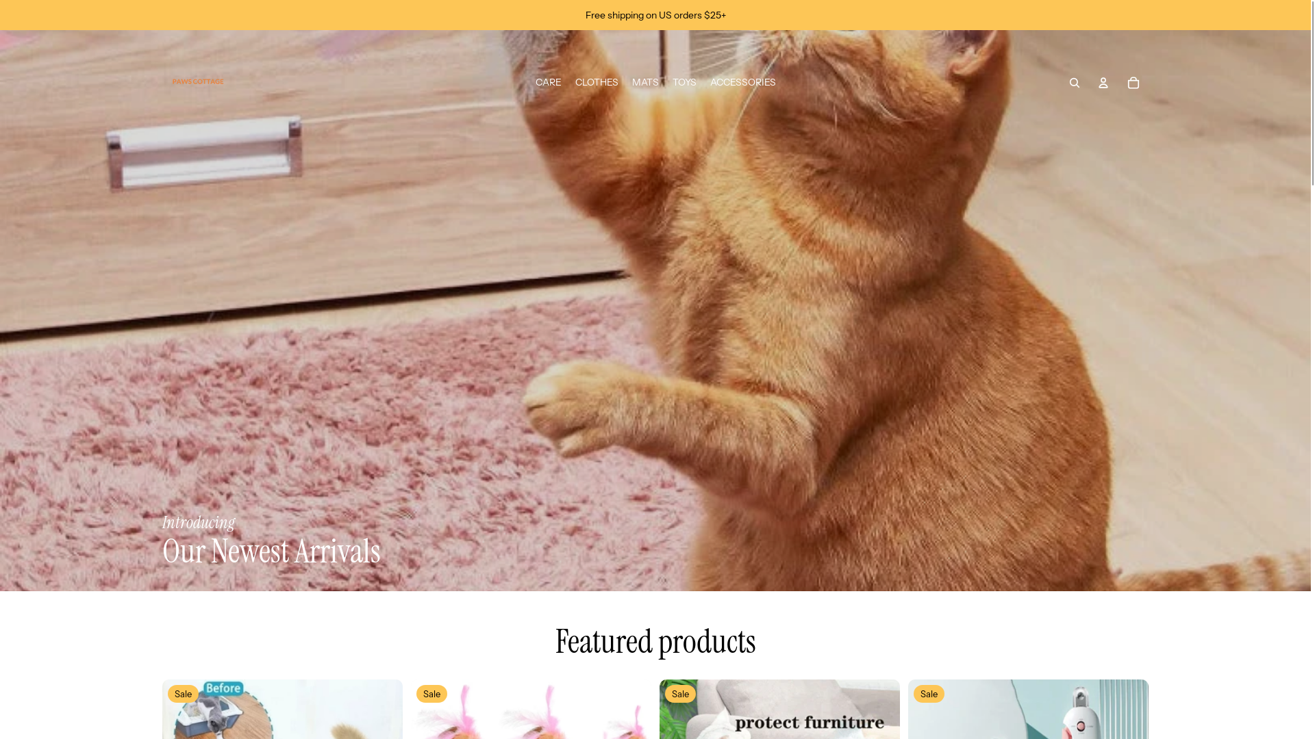 website screenshot of https://pawscottages.com/
