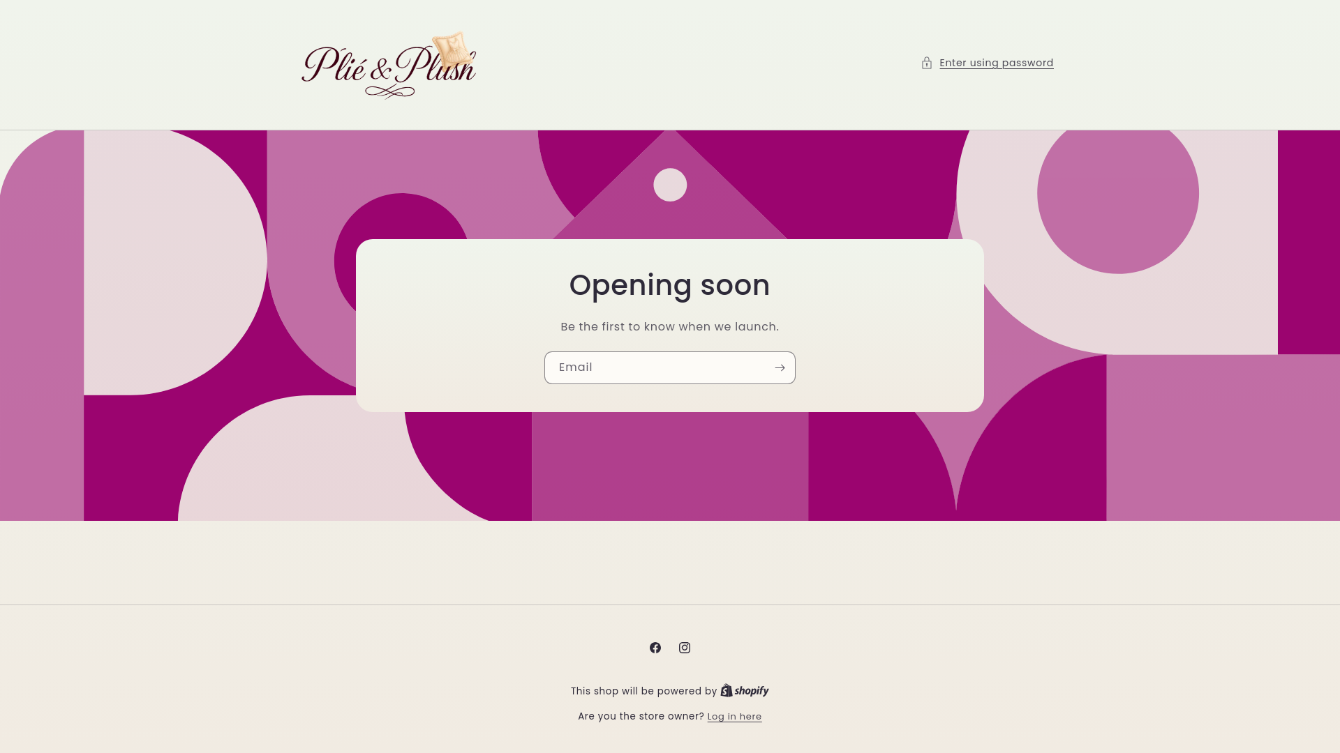 website screenshot of https://plieandplush.com/