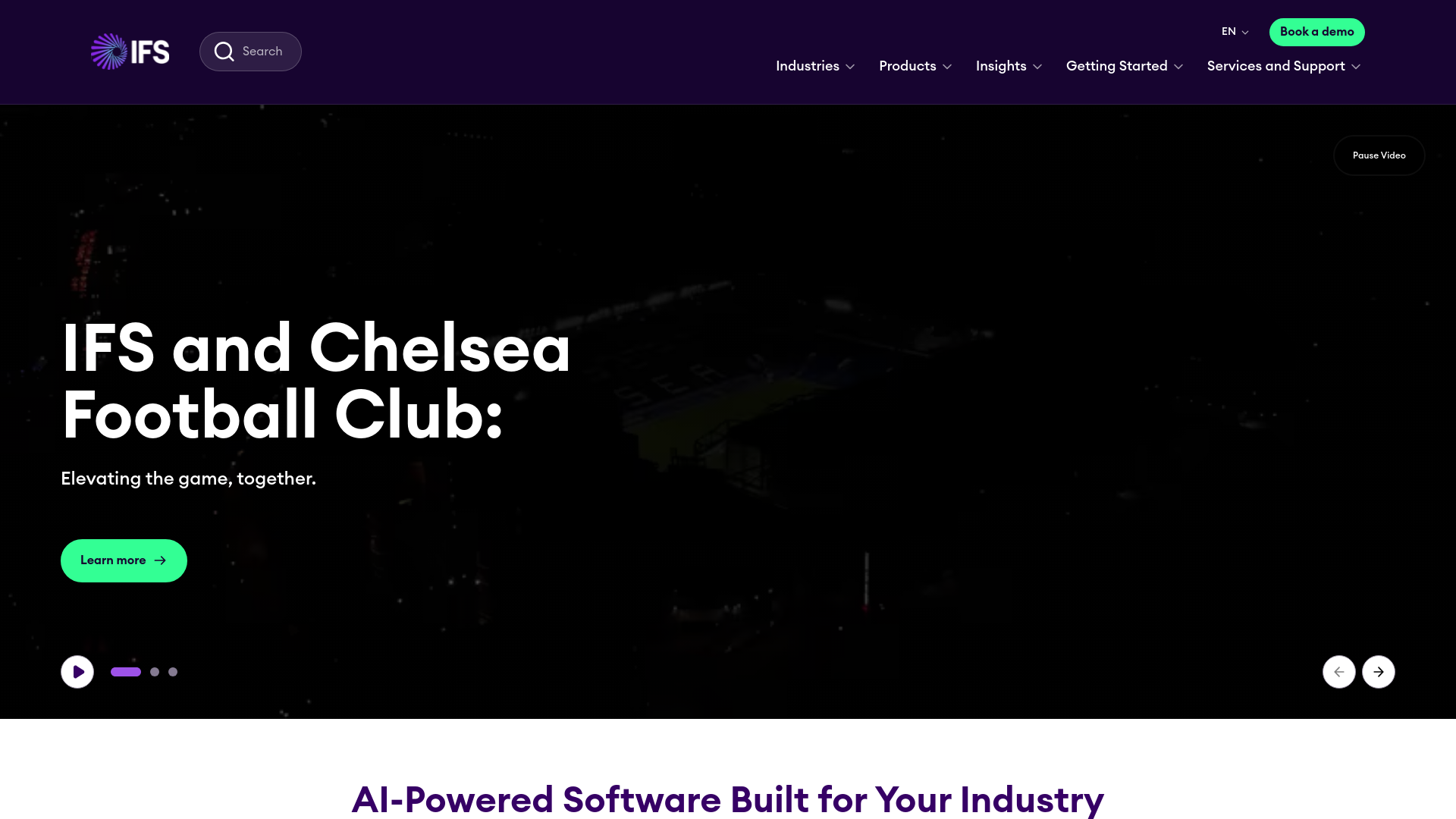 website screenshot of https://ifs.com/