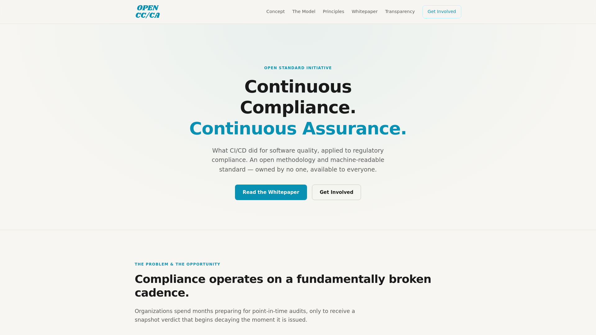 website screenshot of https://openccca.com/