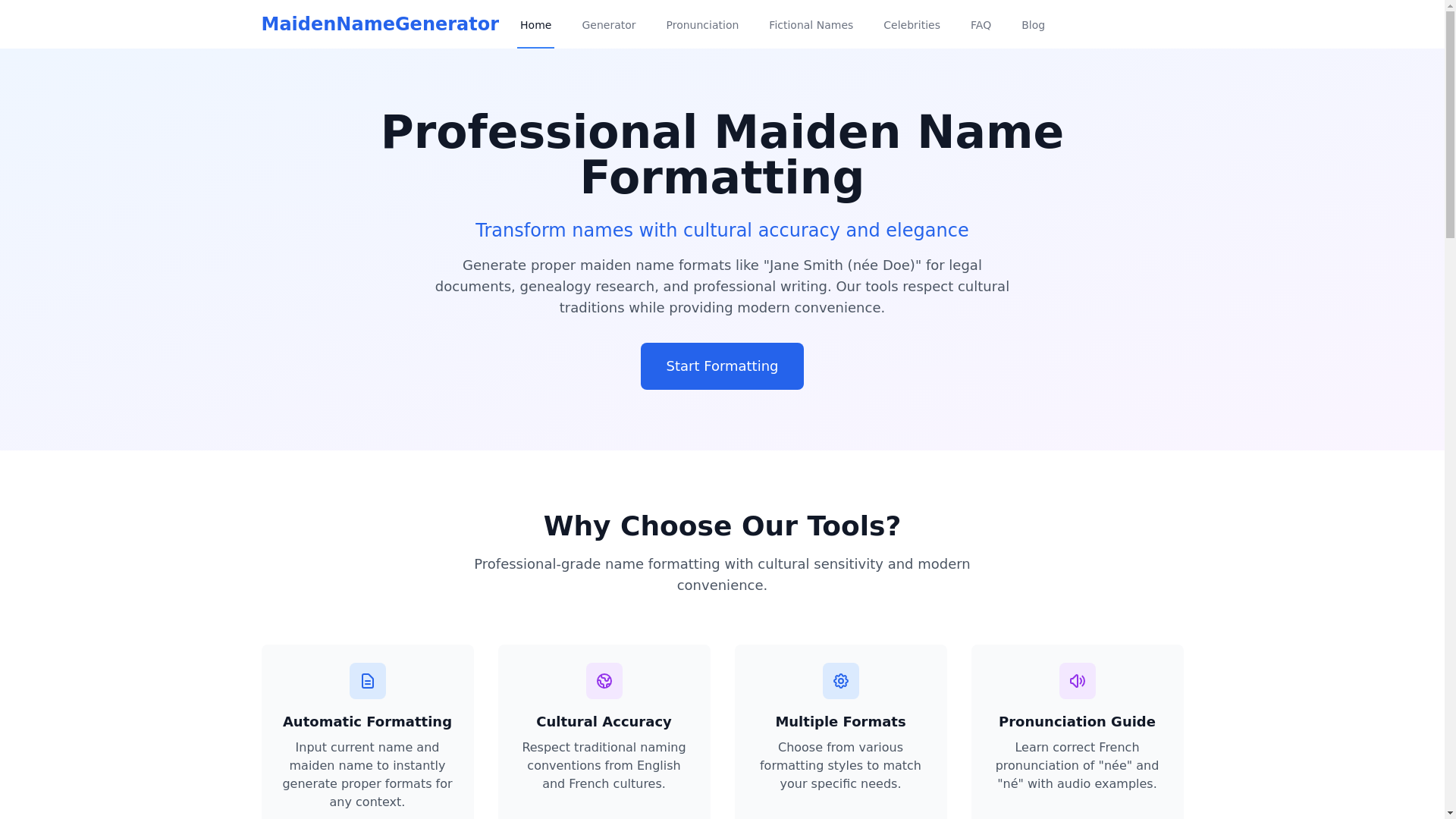 website screenshot of https://maidennamegenerator-com.pages.dev/
