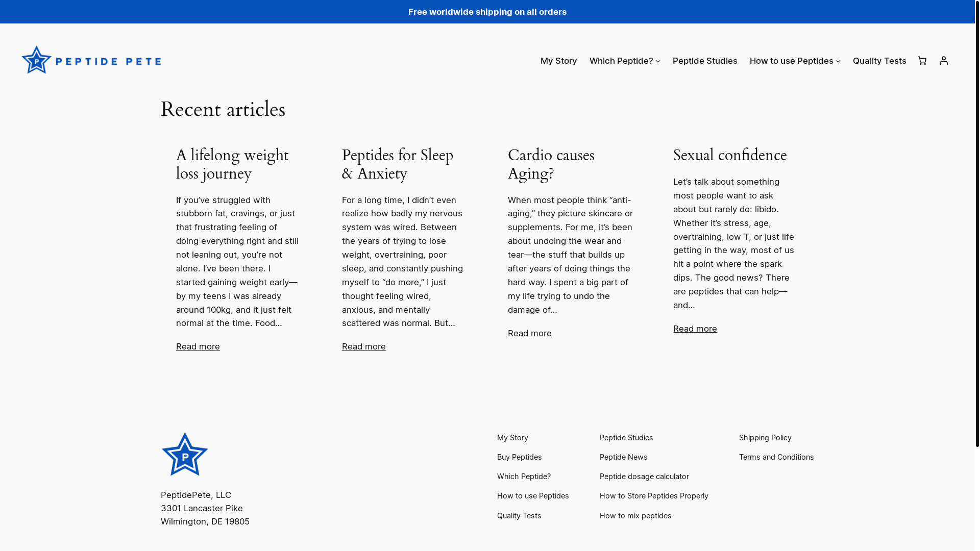 website screenshot of https://peptidepete.com/