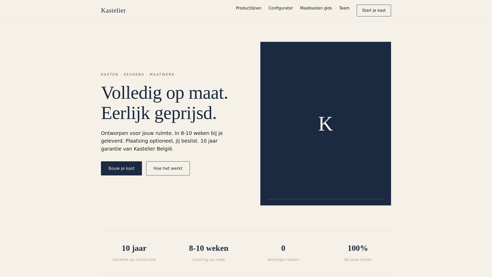website screenshot of https://kastelier.eu/