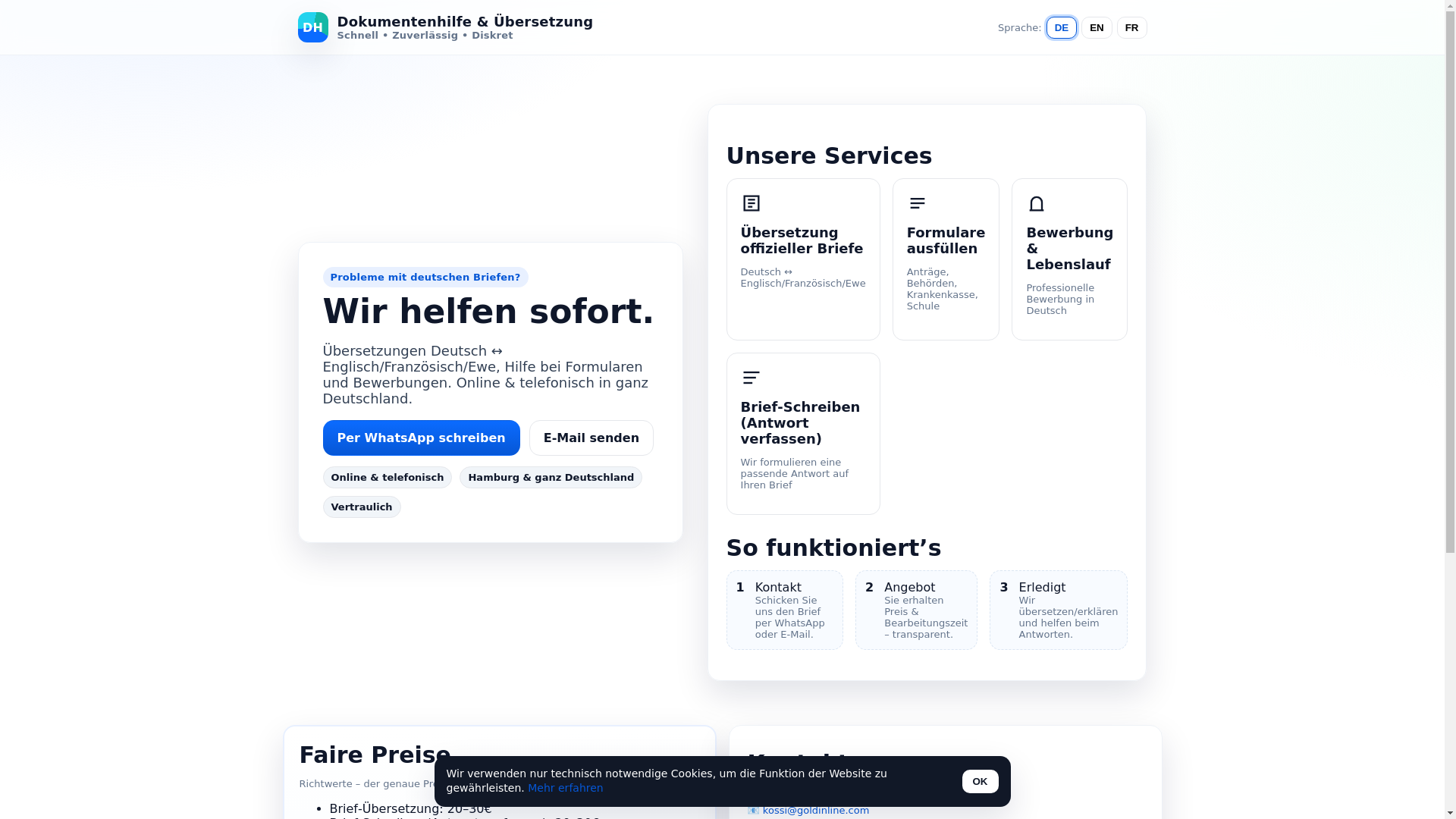 website screenshot of https://translatesupport.com/