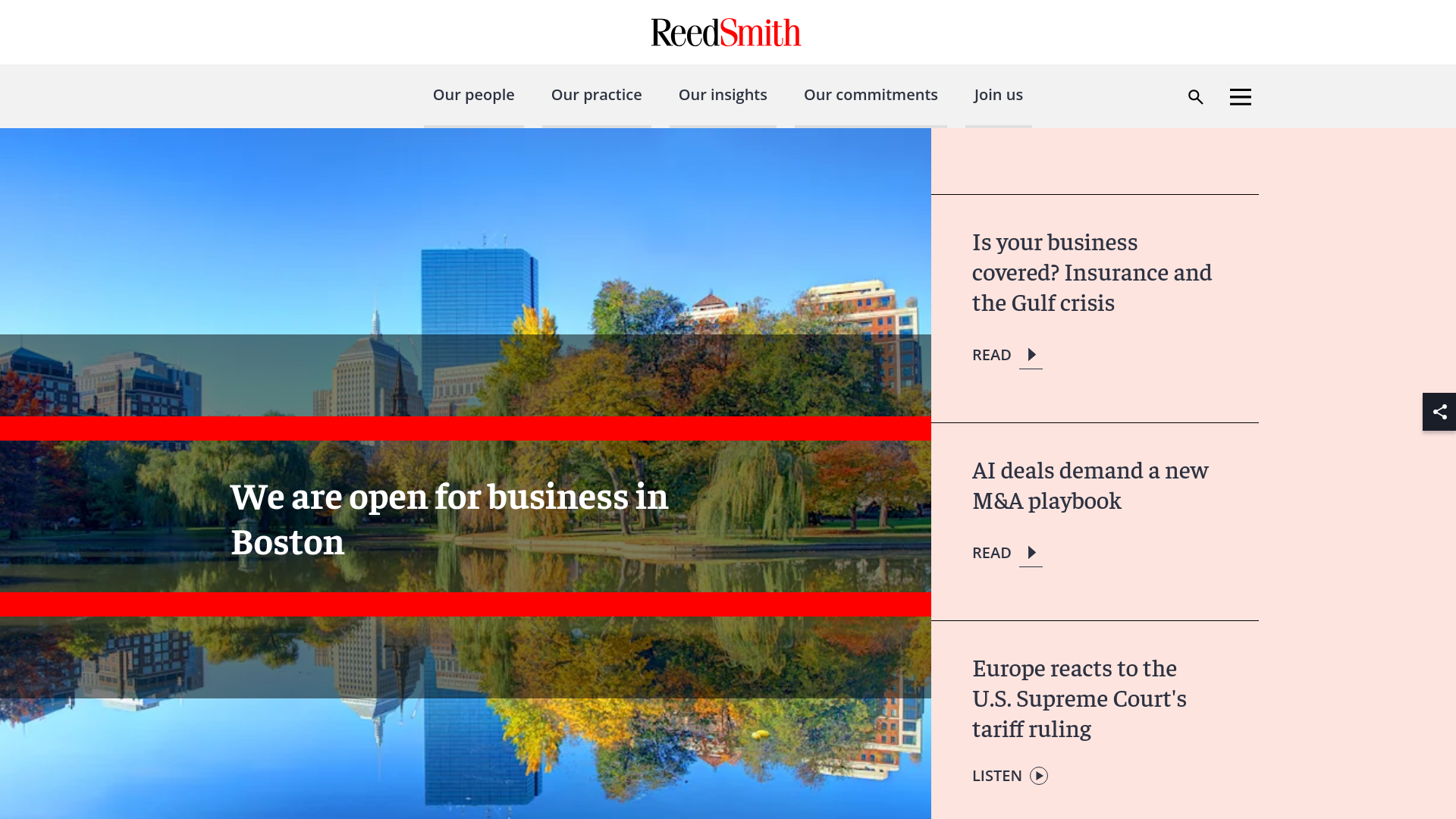 website screenshot of http://www.reedsmith.com/