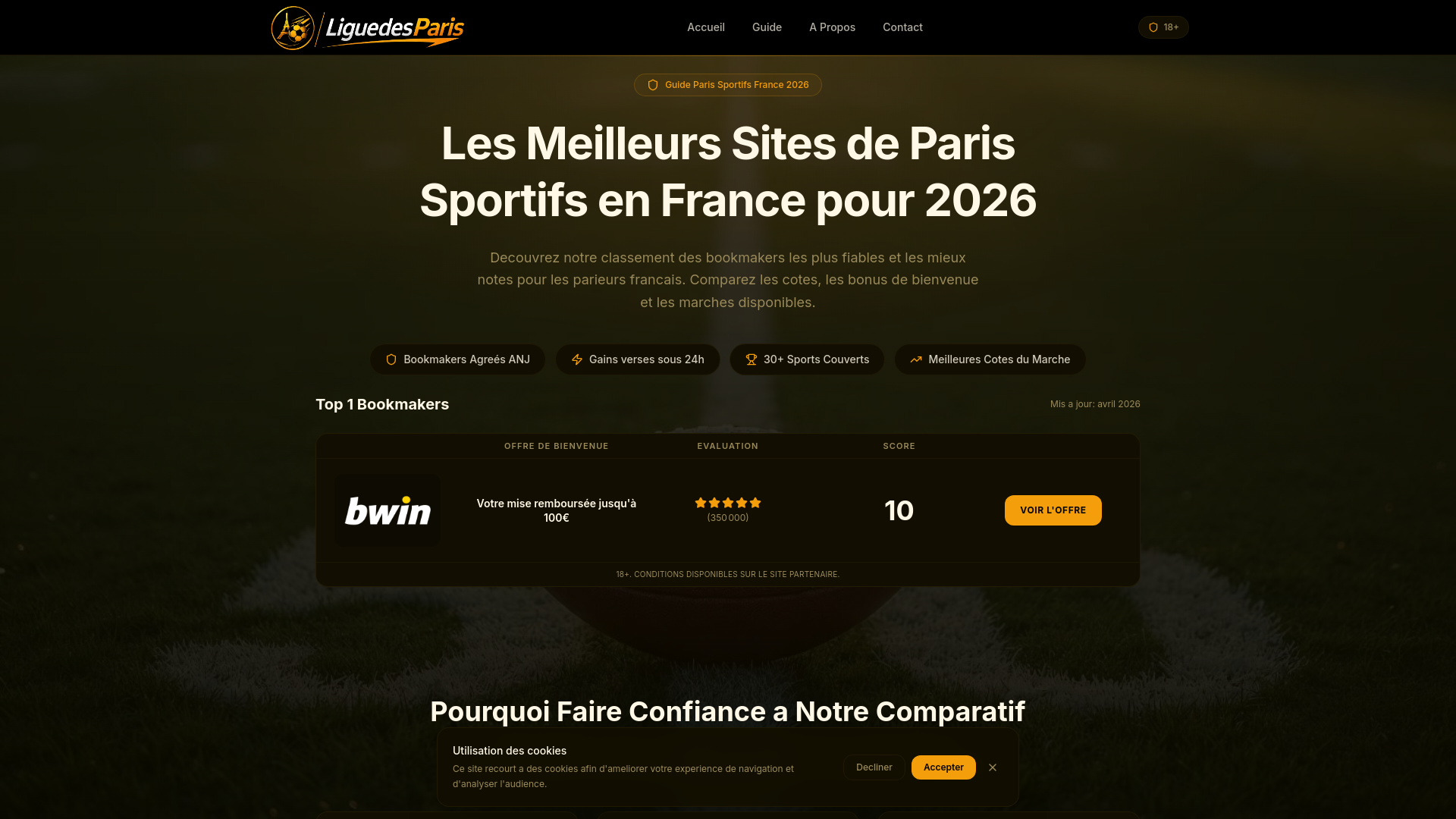 website screenshot of https://liguedesparis.com/