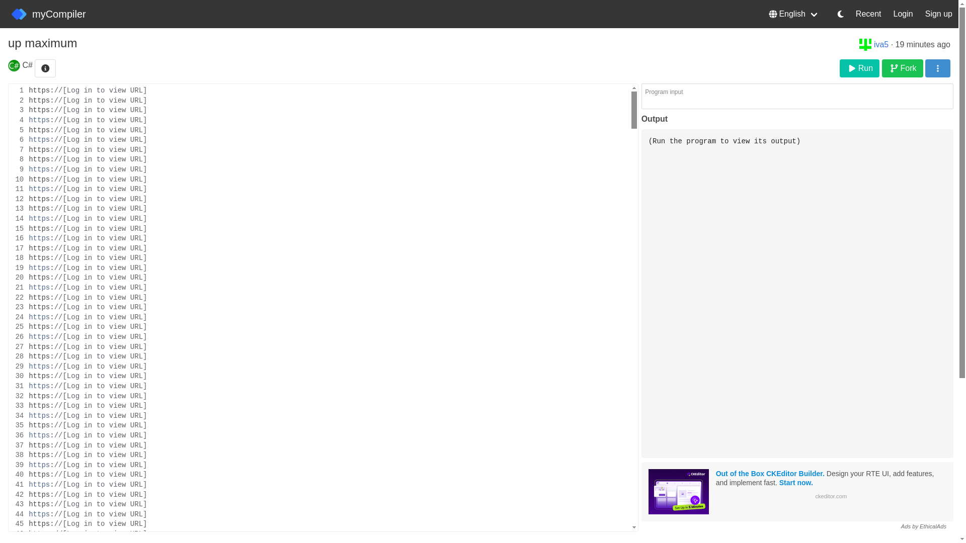 website screenshot of https://www.mycompiler.io/view/0JJtwYHrmYO