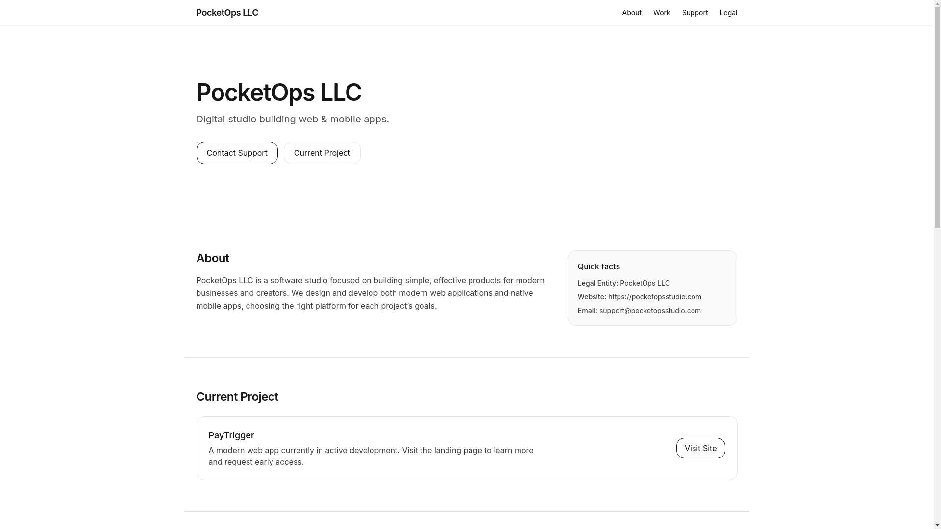 website screenshot of https://pocketopsllc.com/
