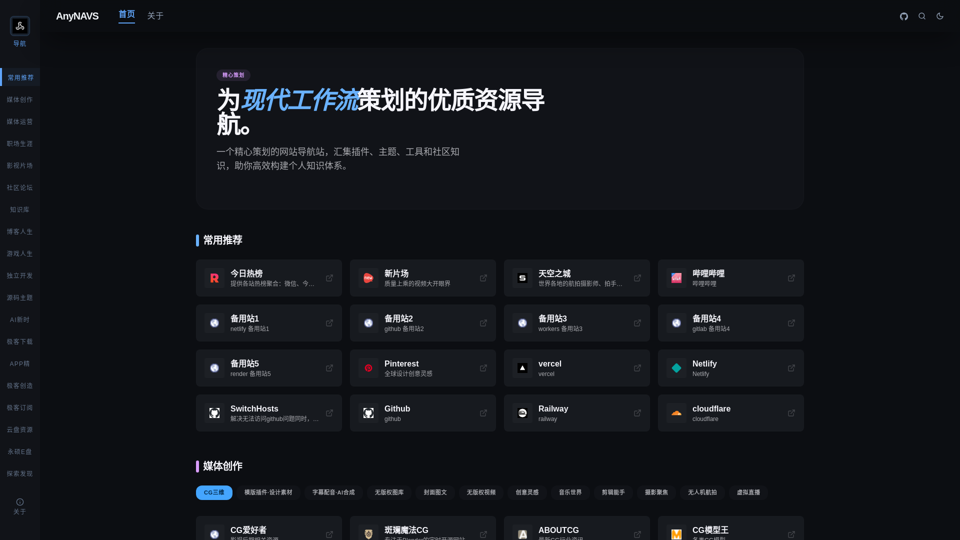 website screenshot of https://anynavs.pages.dev/