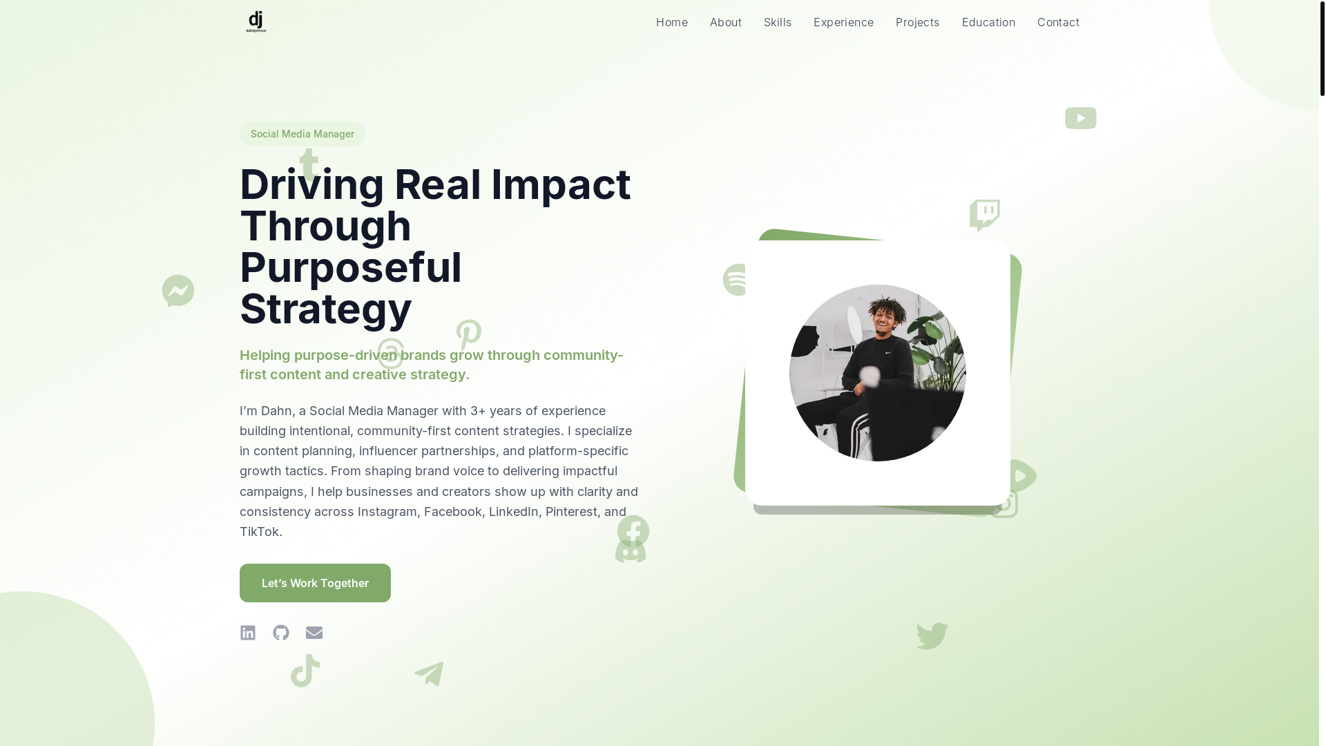 website screenshot of https://dahnjohnson.ca/