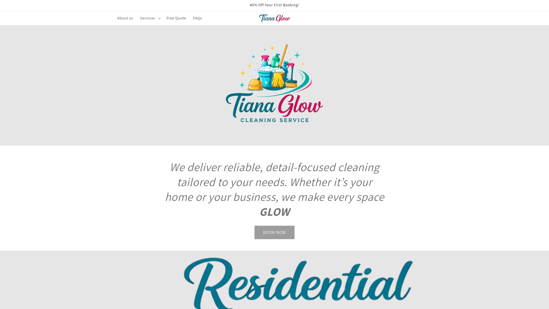 website screenshot of https://tianaglow.com/