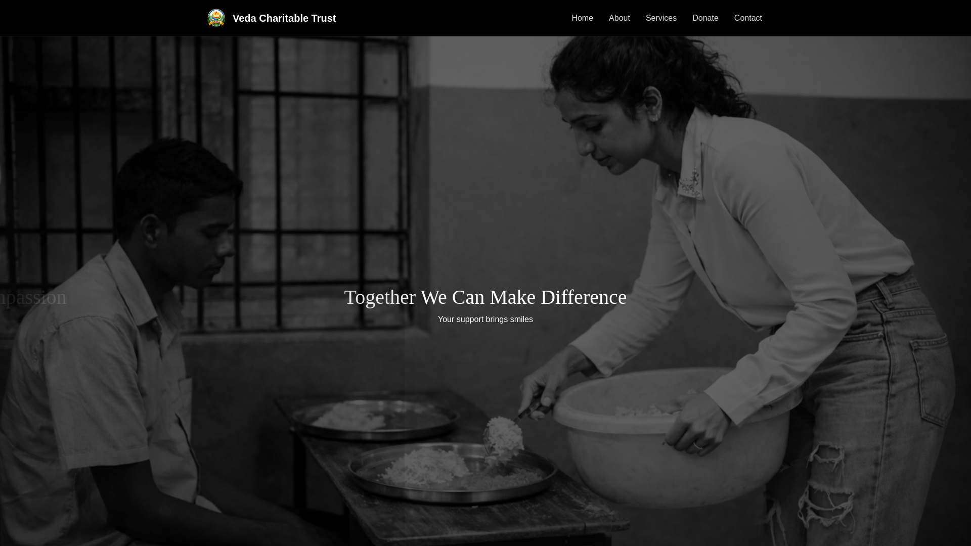 website screenshot of https://vedacharitabletrust.in/