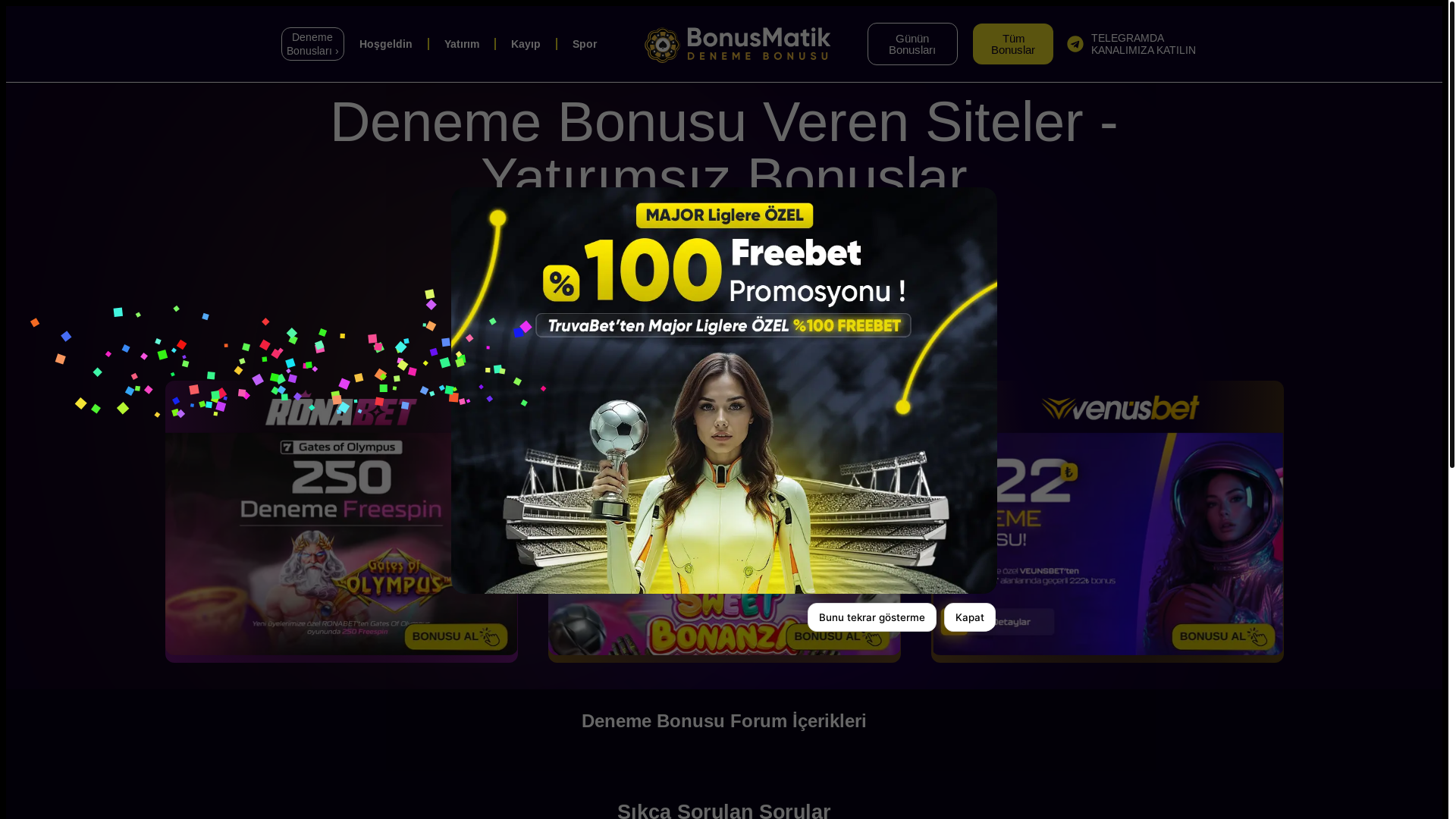 website screenshot of https://denemebonusuverenbahis.com/