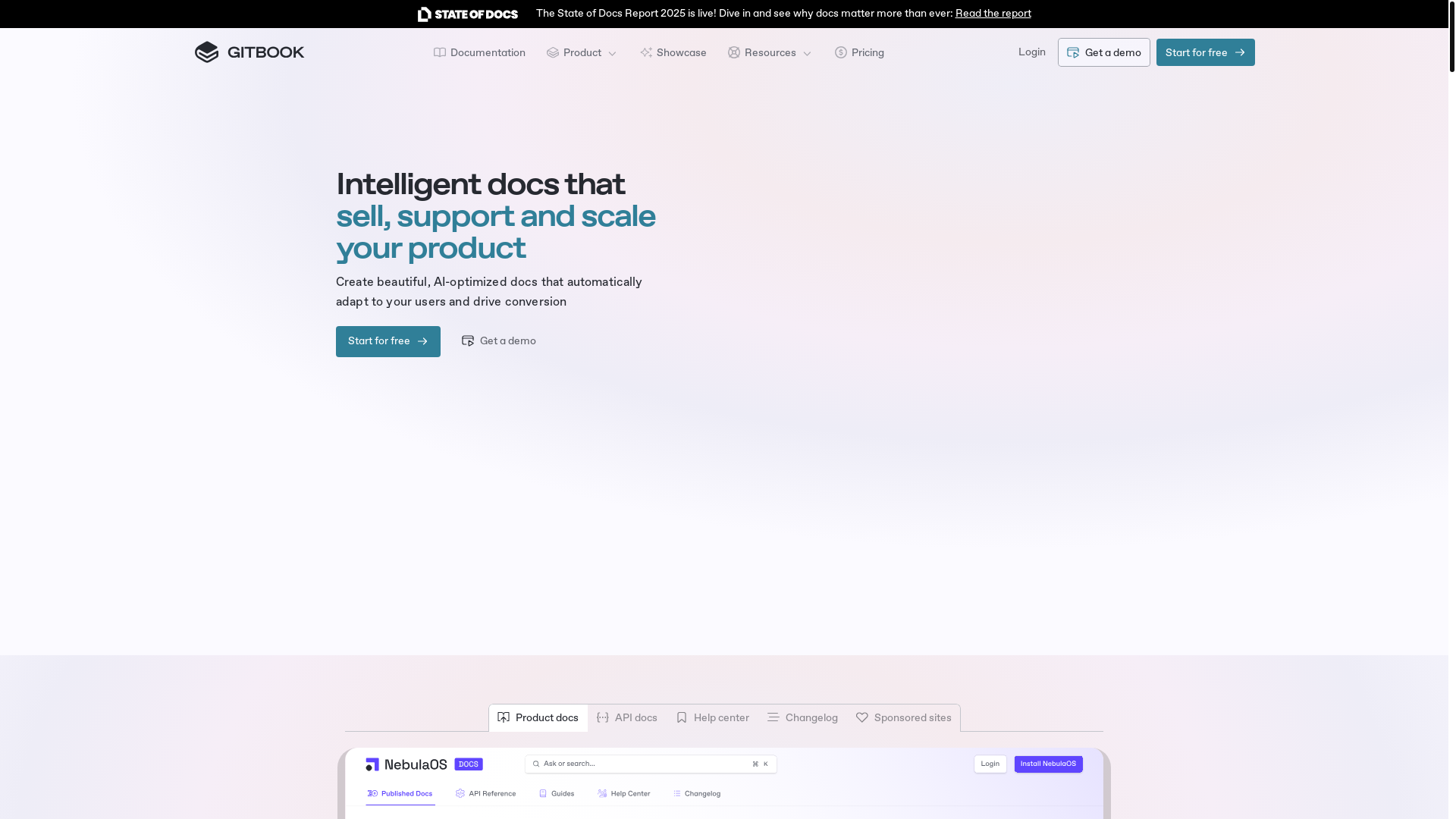 website screenshot of https://gitbook.com