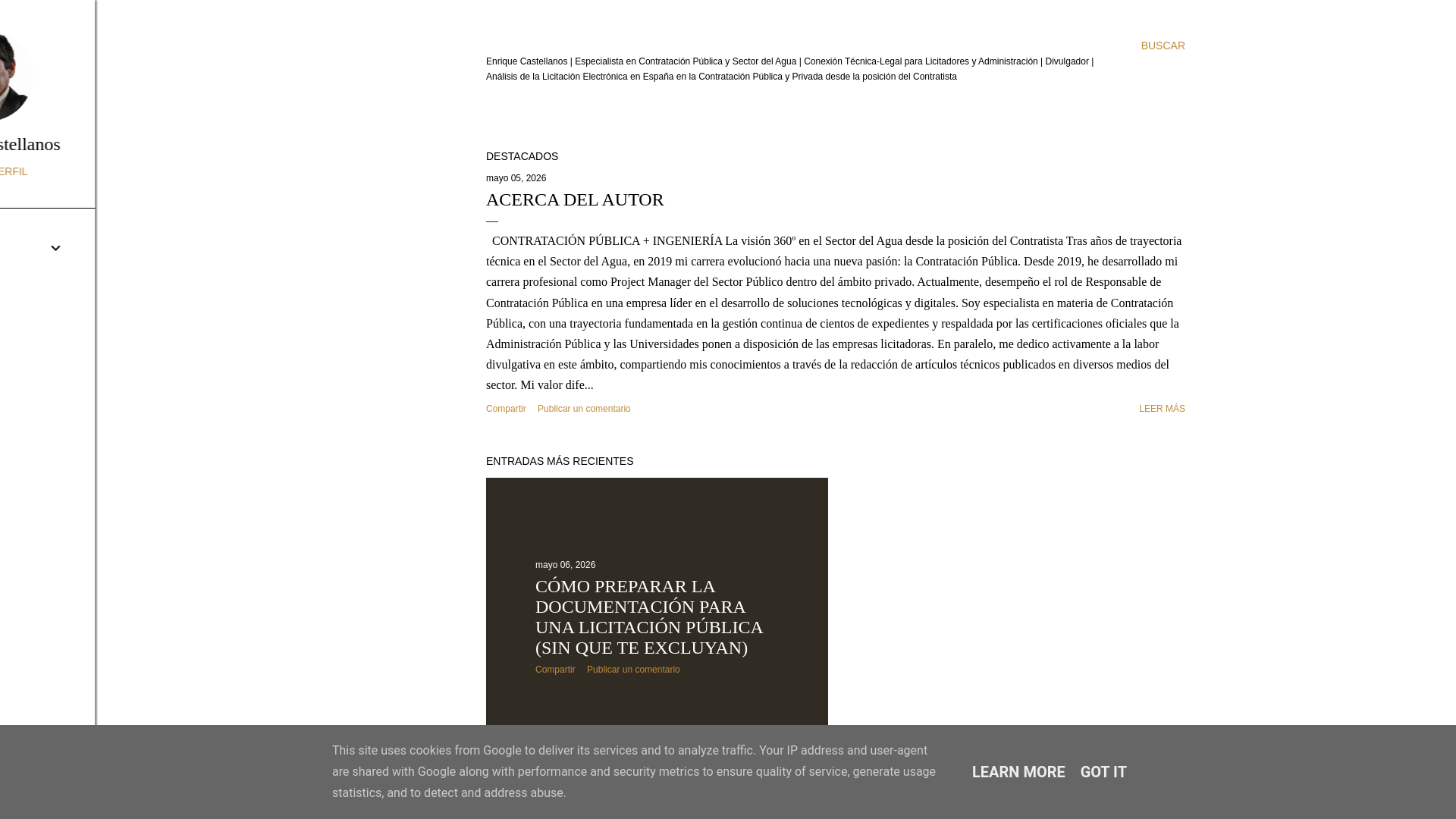 website screenshot of https://enriquecastellanoscontratacionpublica.es/