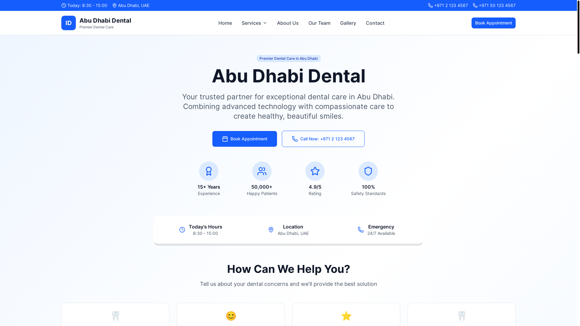 website screenshot of https://abudhabidental.pages.dev/