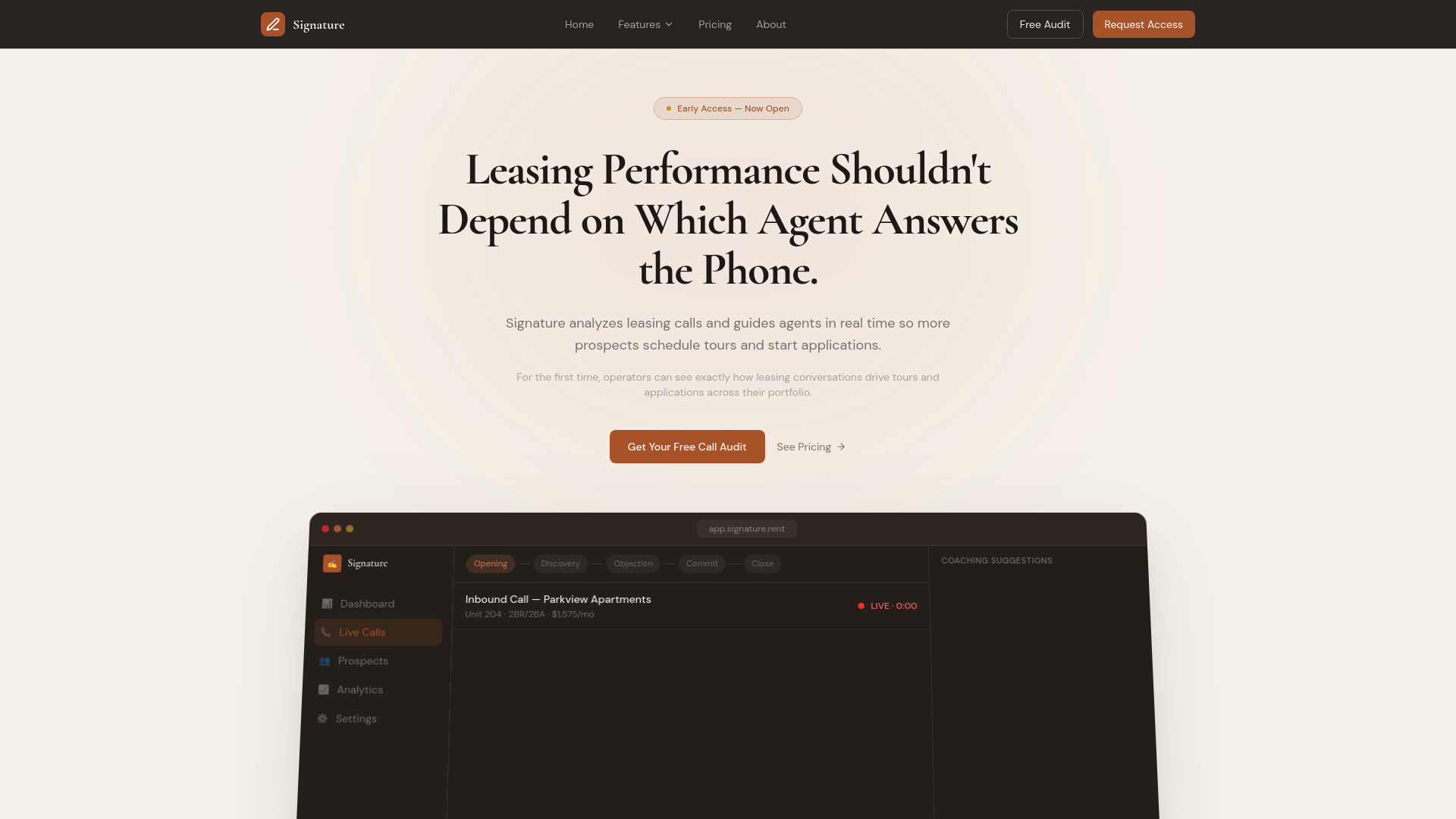 website screenshot of https://signature.rent/