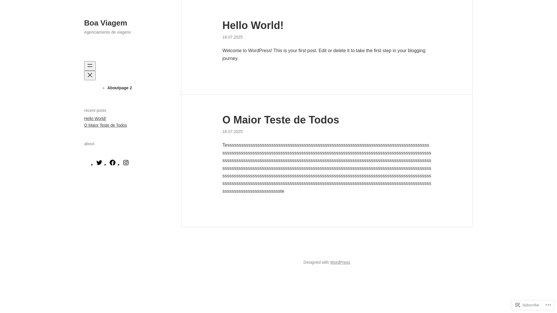website screenshot of https://boaviagem.blog/